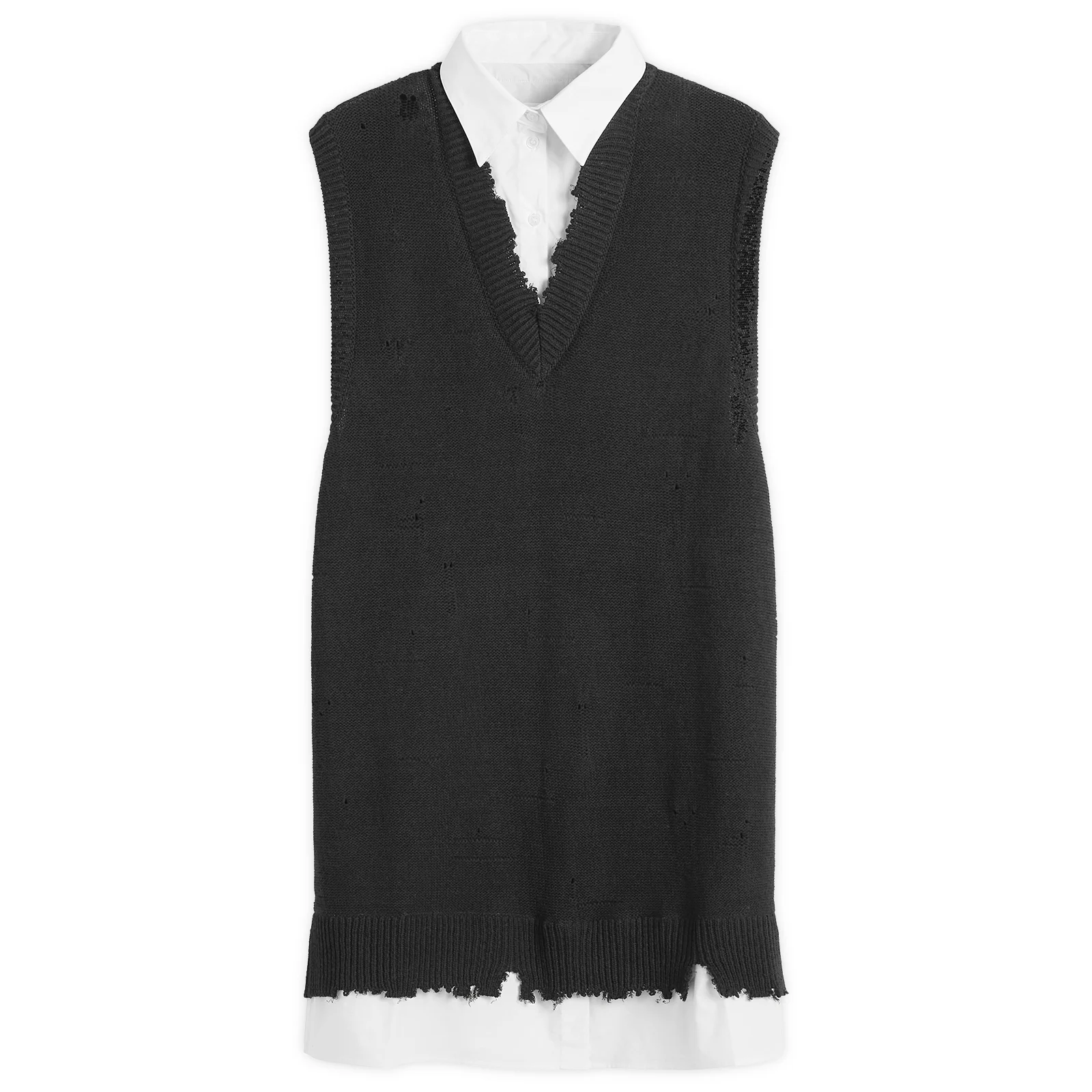 MM6 Maison Margiela Knitted V-Neck Mini Dress