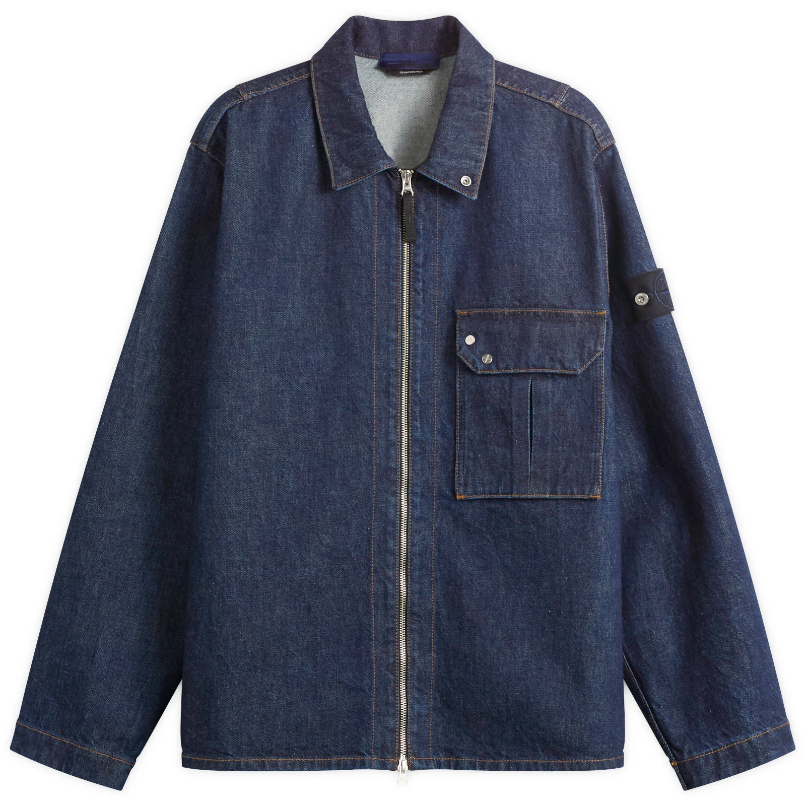 Stone Island Denim Research Indigo Denim Zip Shirt Jacket