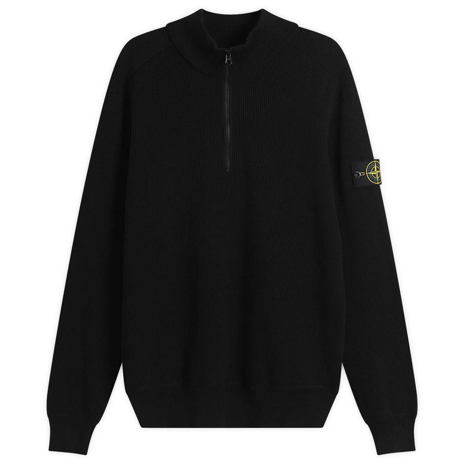 Stone Island Ribbed Soft Cotton Half Zip Knit Jumper