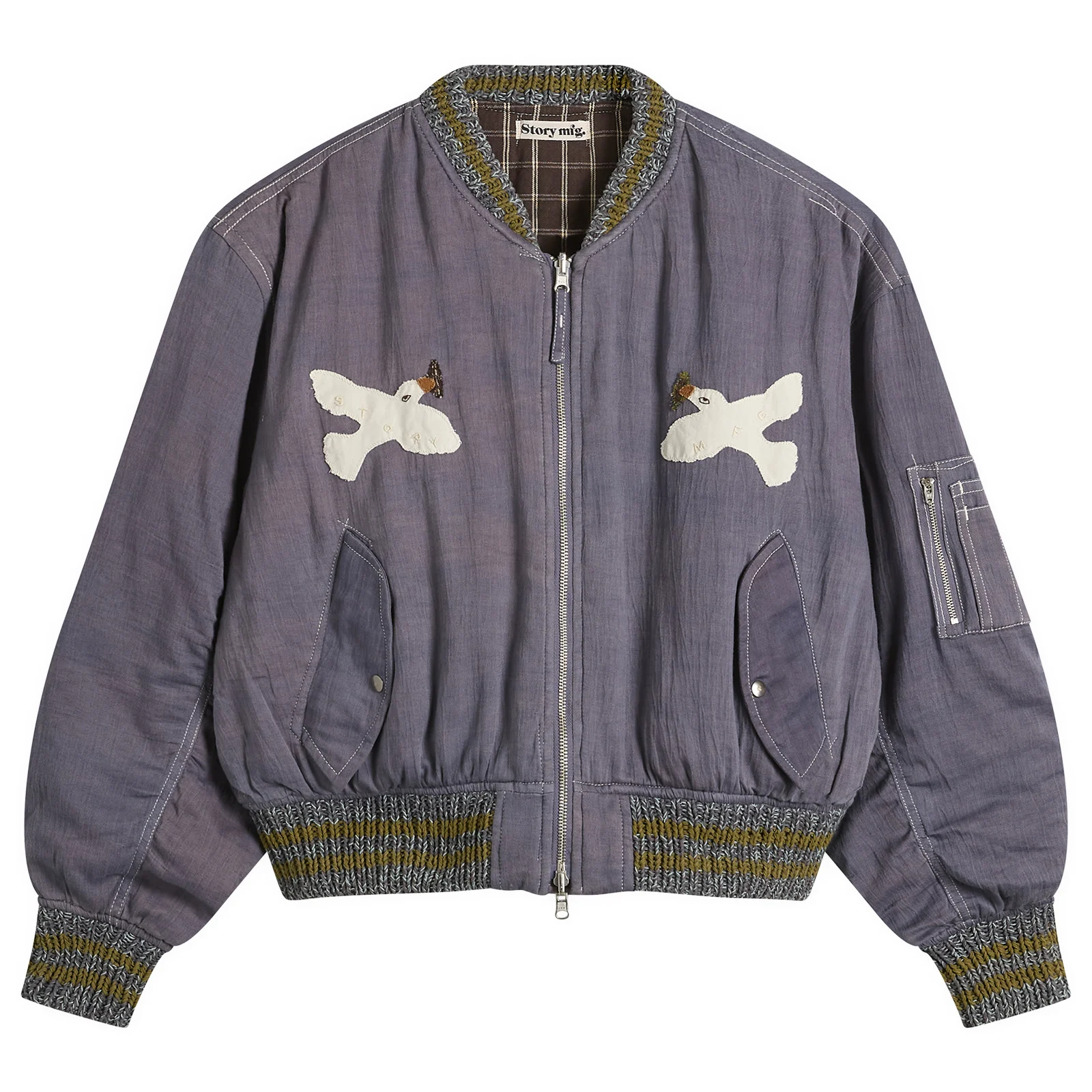 Story mfg. Hand Applique Purple Peace Seed Bomber