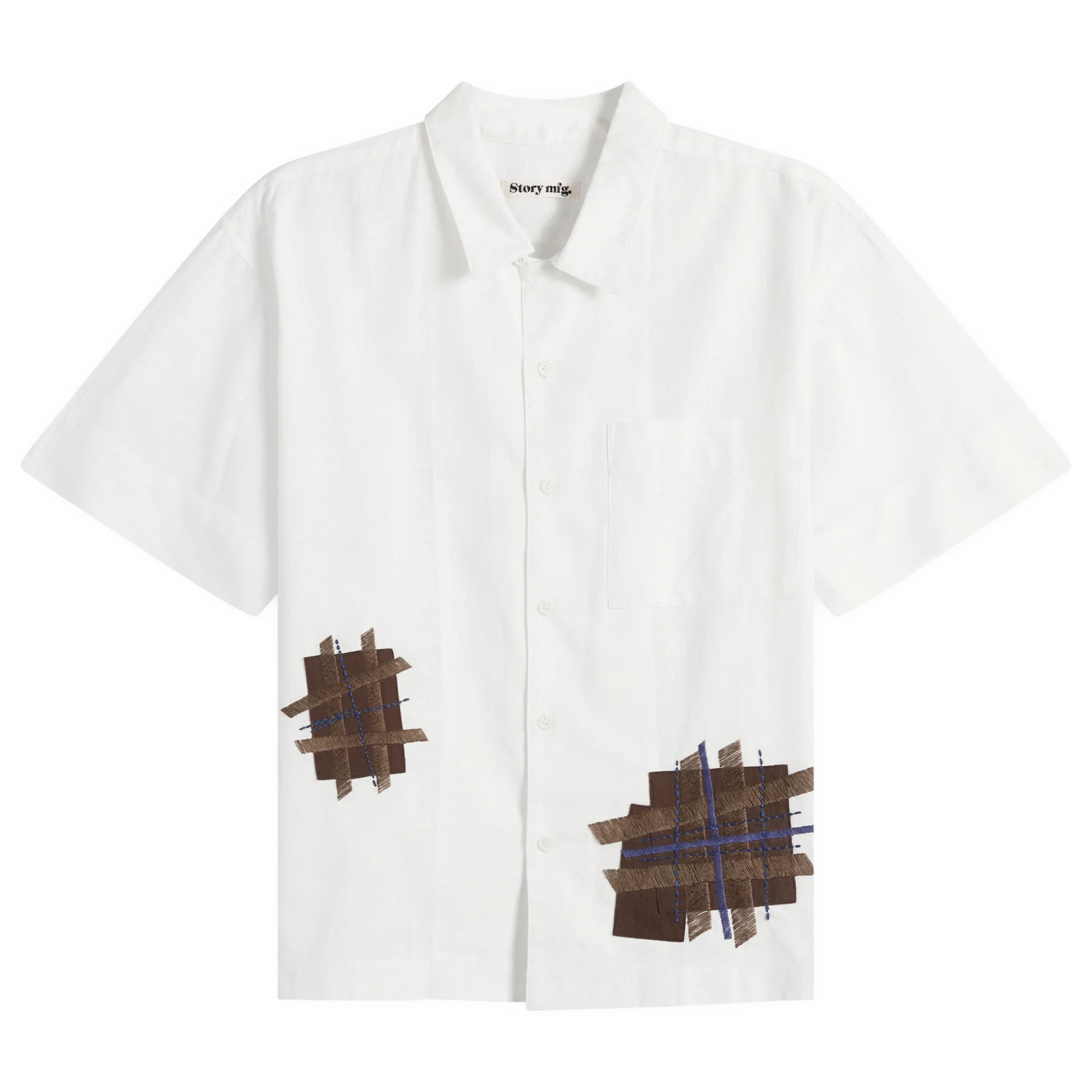 Story mfg. Hand Applique Ecru Patched Up Uniform Shirt