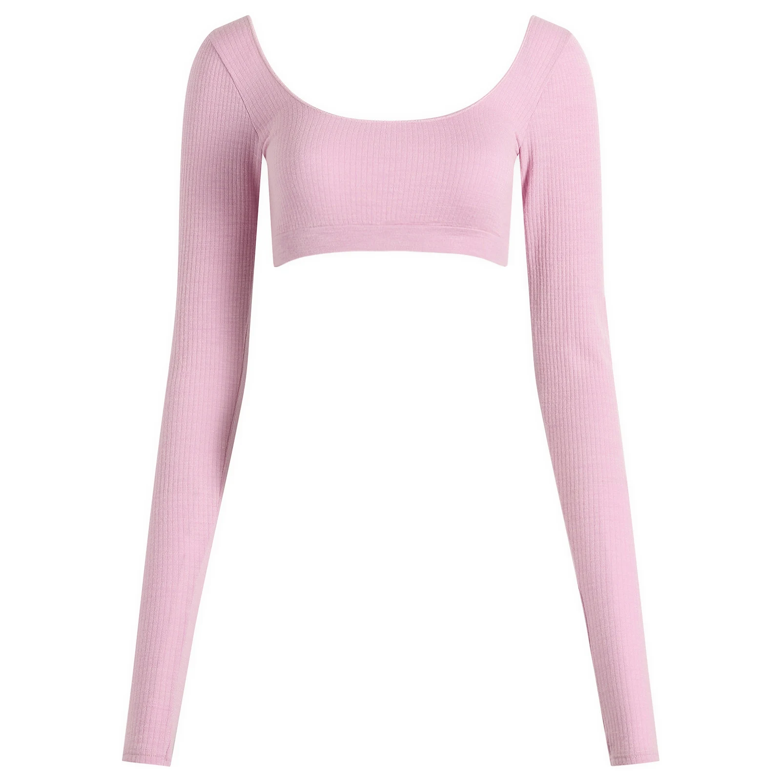 SKIMS Seamless Sheer Wool Long Sleeve Crop Top