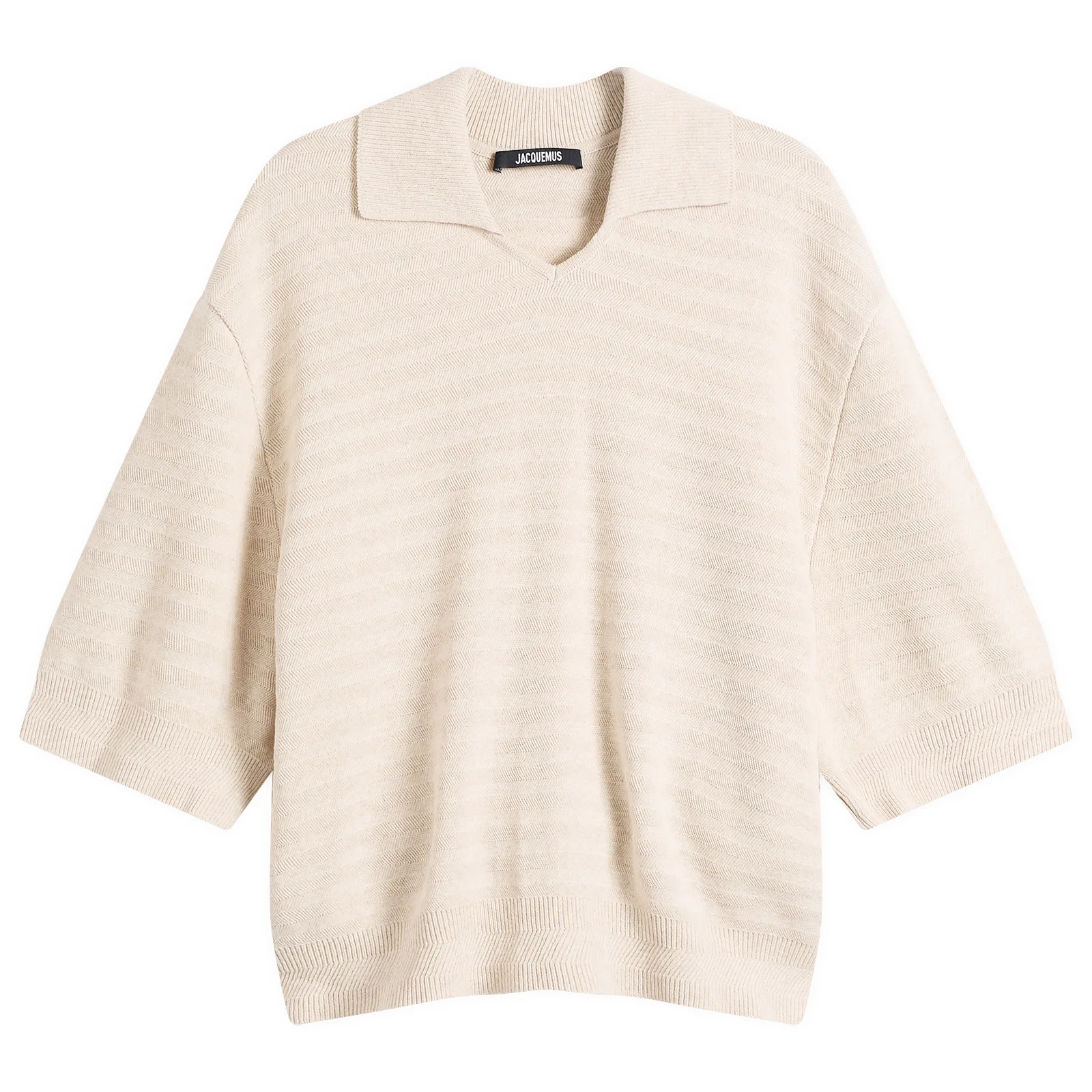 Jacquemus Chevron Cotton Silk Knit Polo Shirt
