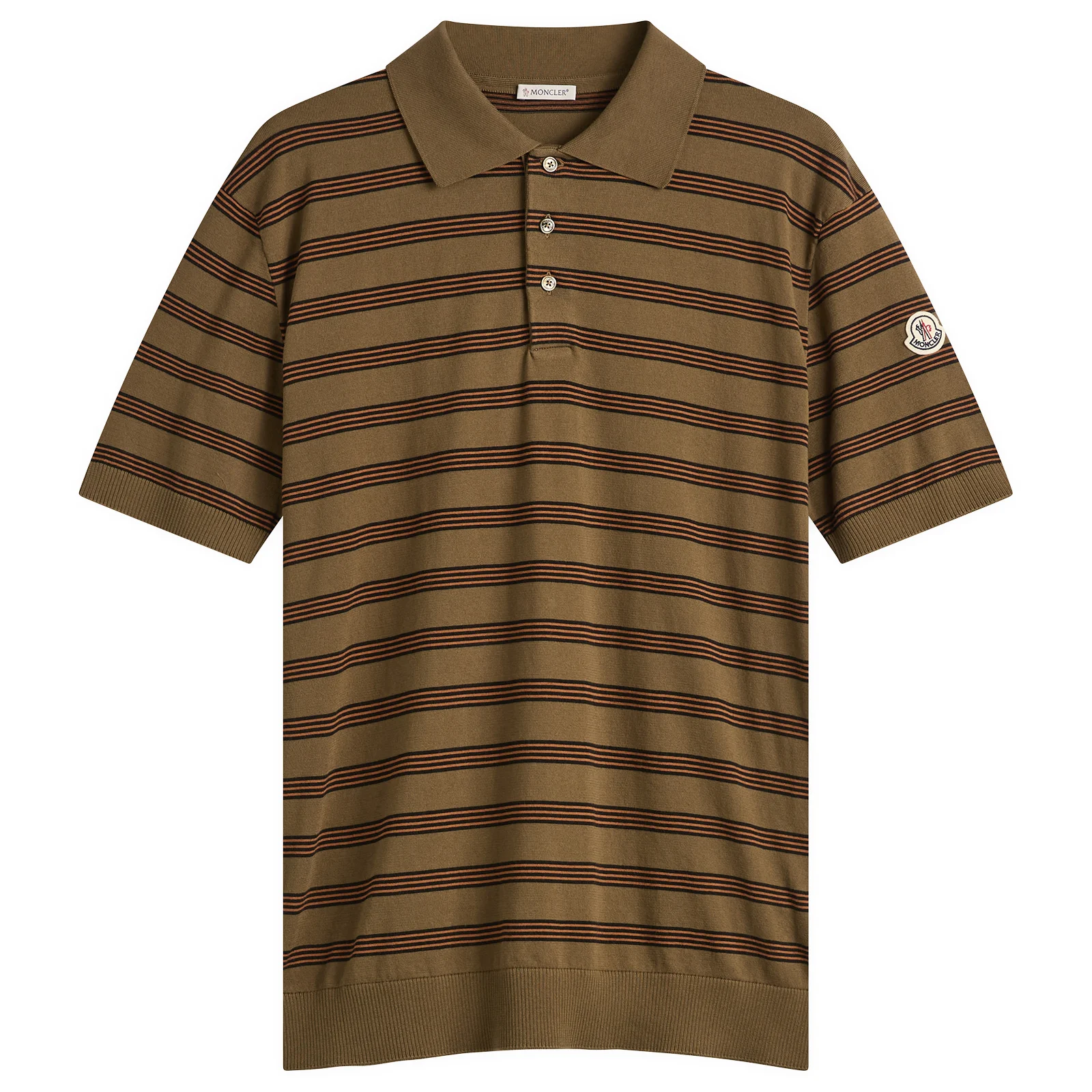 Moncler Stripe Short Sleeve Knitted Polo