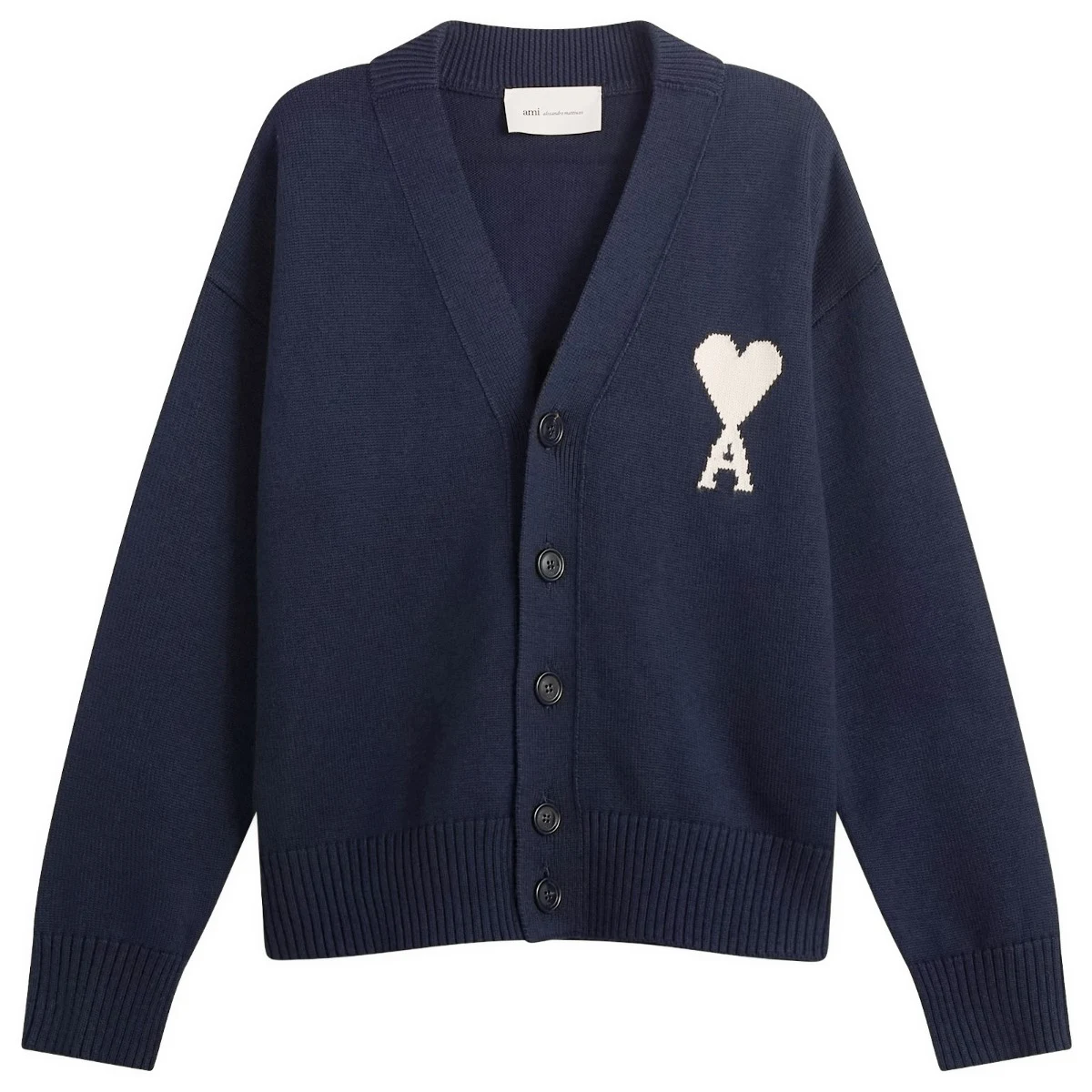 AMI Paris Cardigan With Contrasted Ami De Coeur