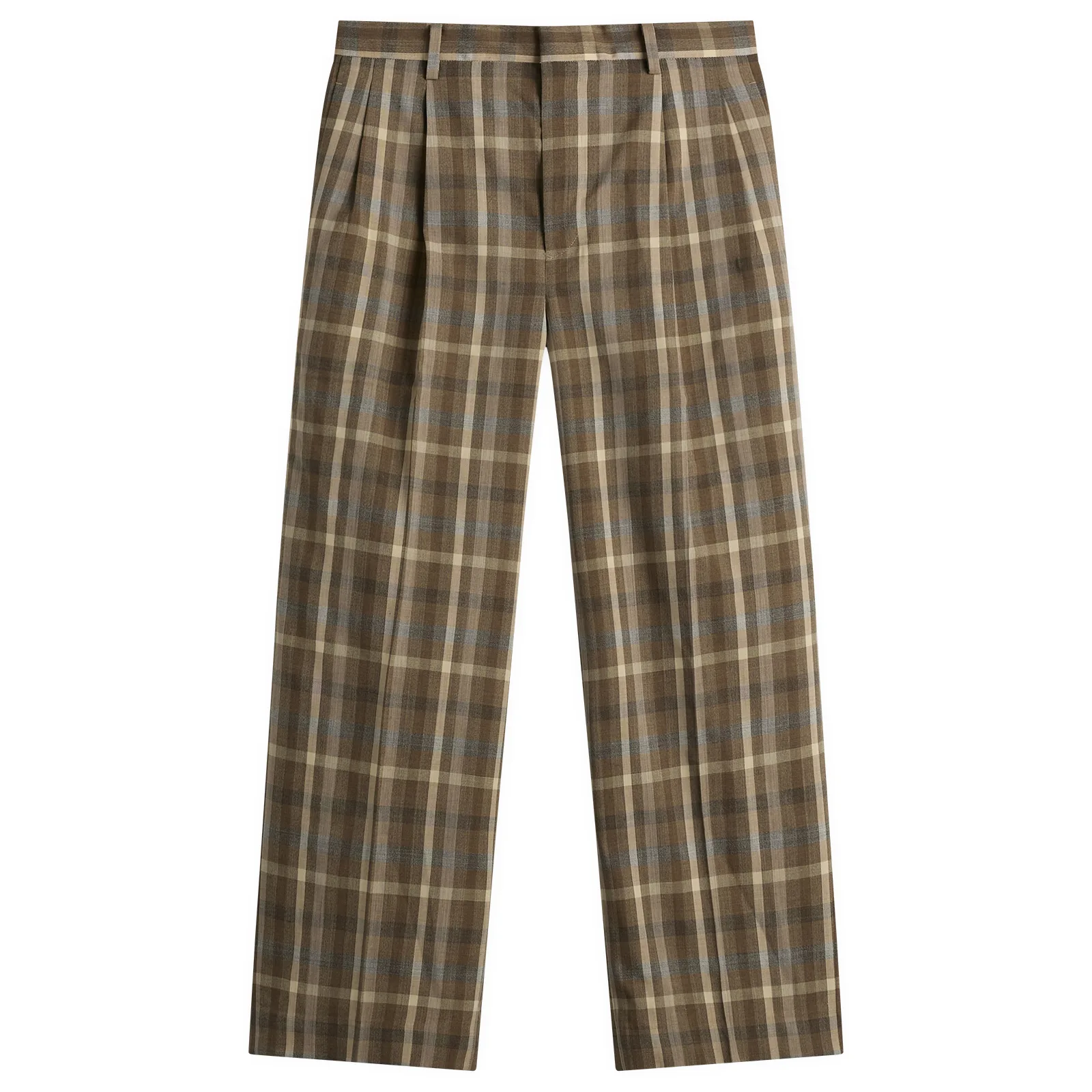 Auralee Wool Check Two-Tuck Slacks