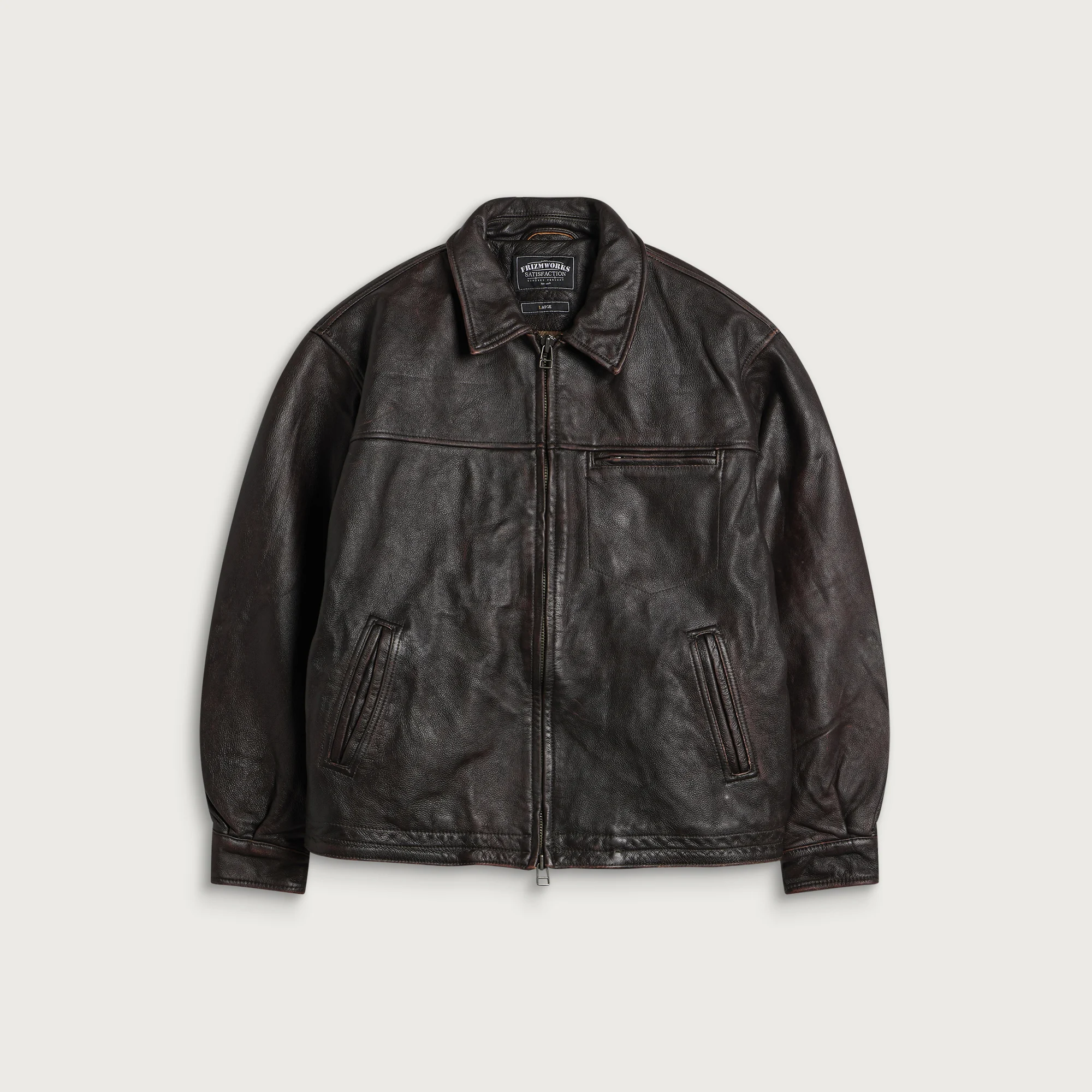 FrizmWORKS Destroyed Cowhide Leather Jacket