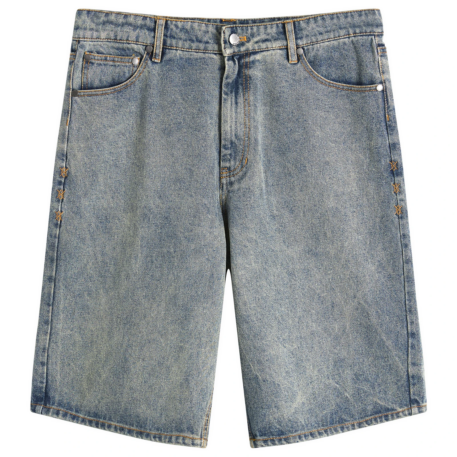 Daily Paper Compact Shield Embroidery Denim Shorts