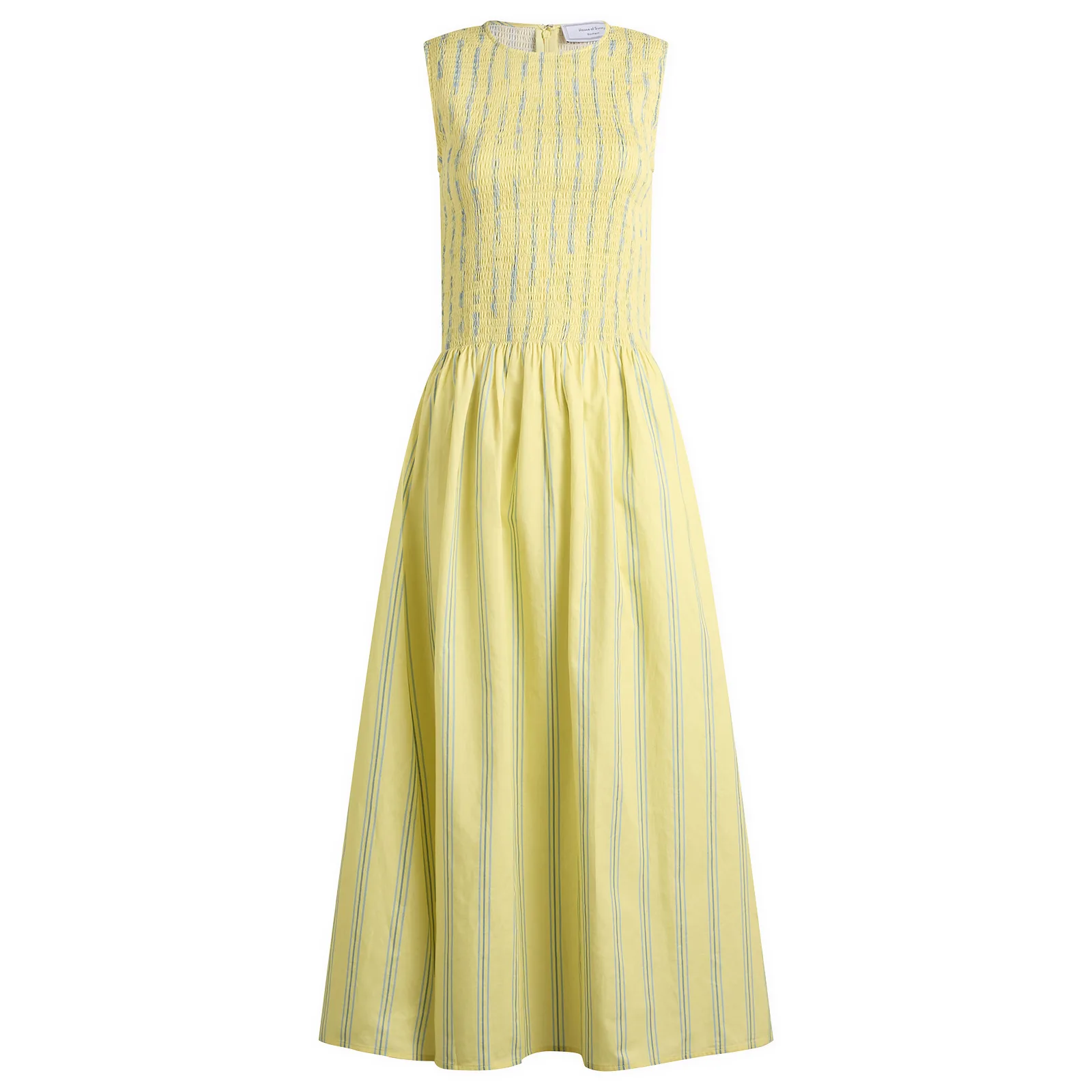 House Of Sunny Striped Ruched Mesh Dress