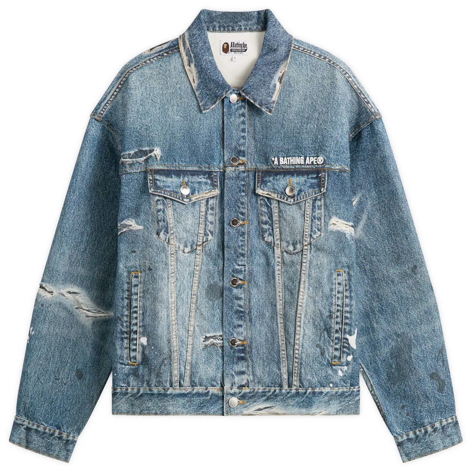 A Bathing Ape Fake Print Trucker Jacket