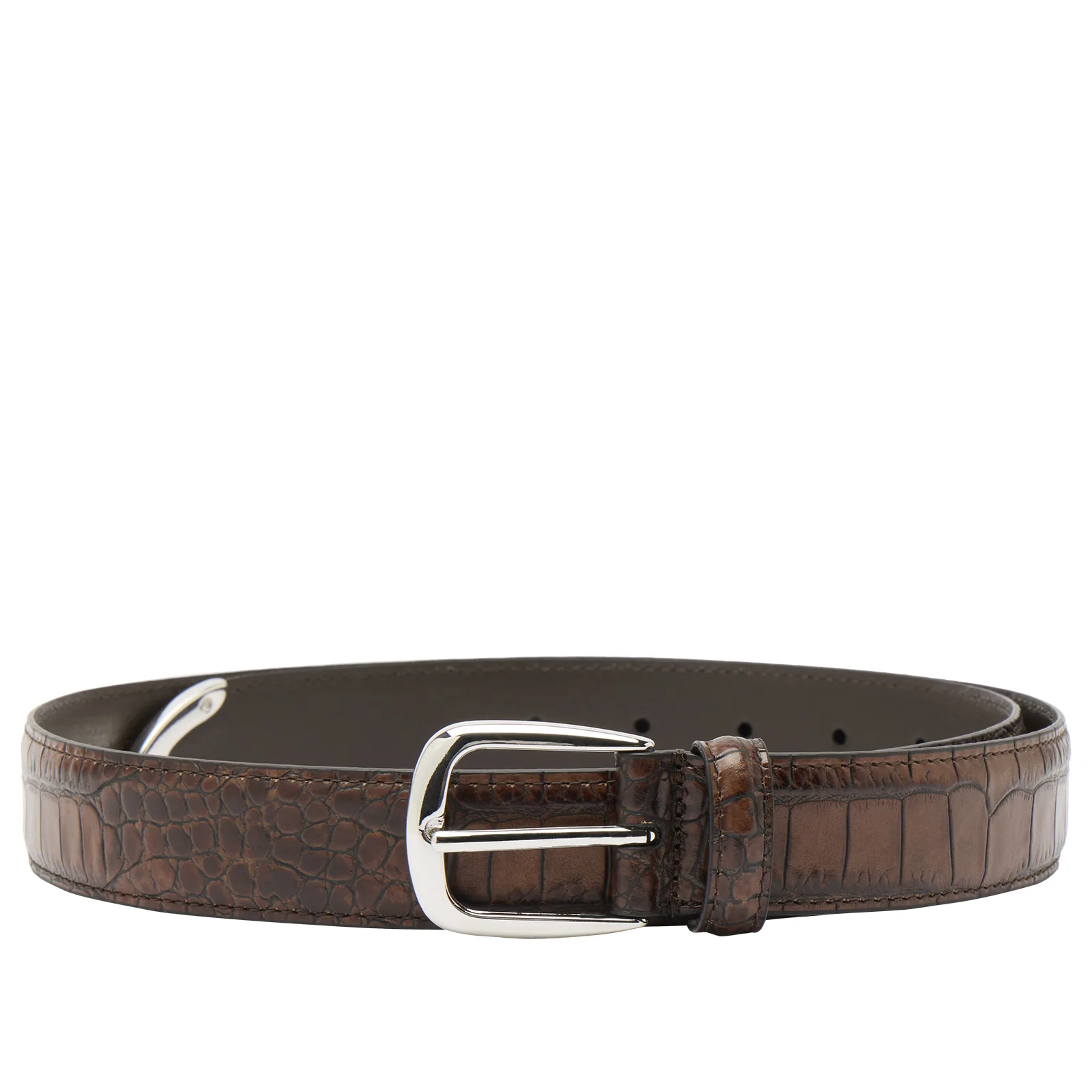 Andersons Narrow Stitch Trimmed Alligator Print Belt