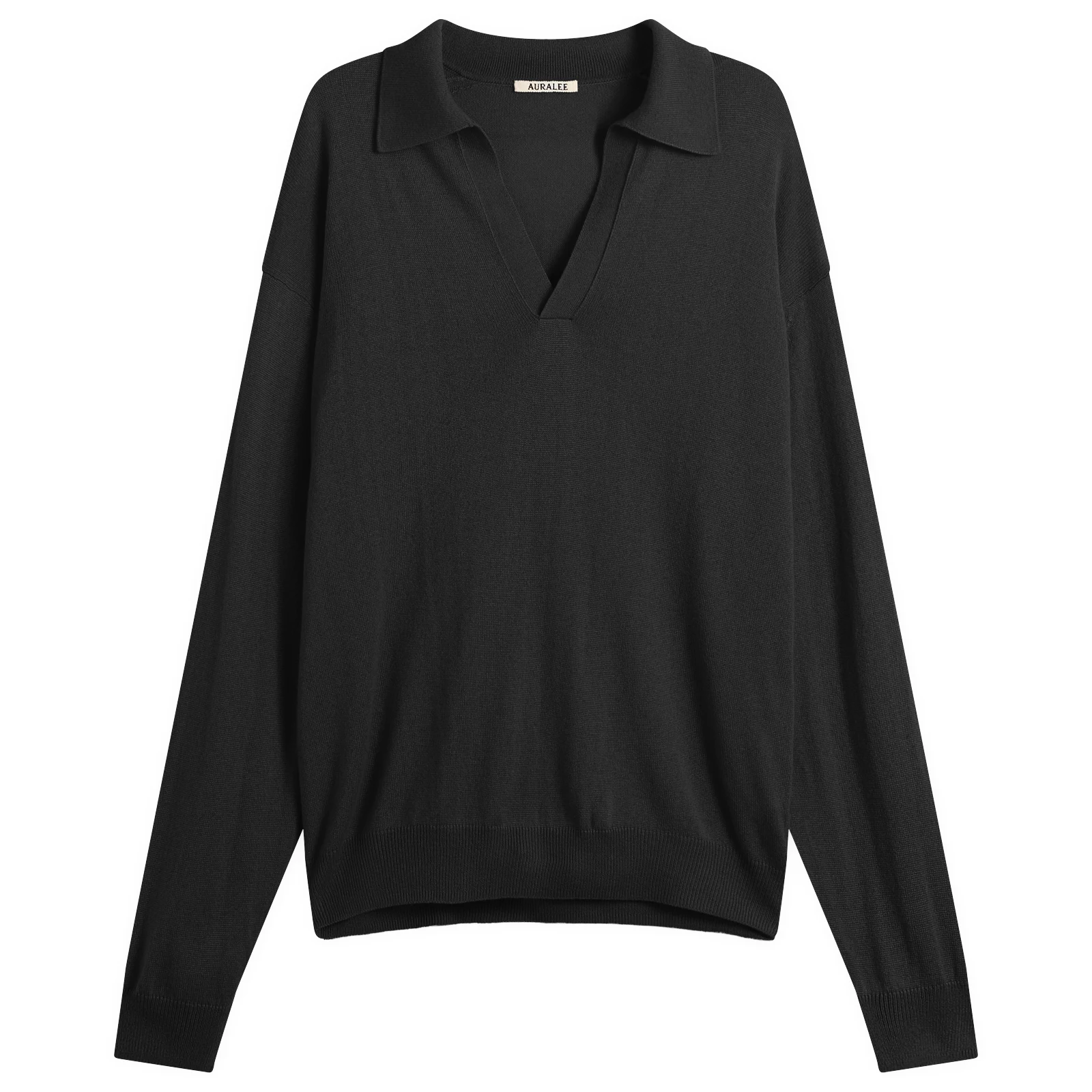Auralee Cashmere Silk Knit Skipper Polo