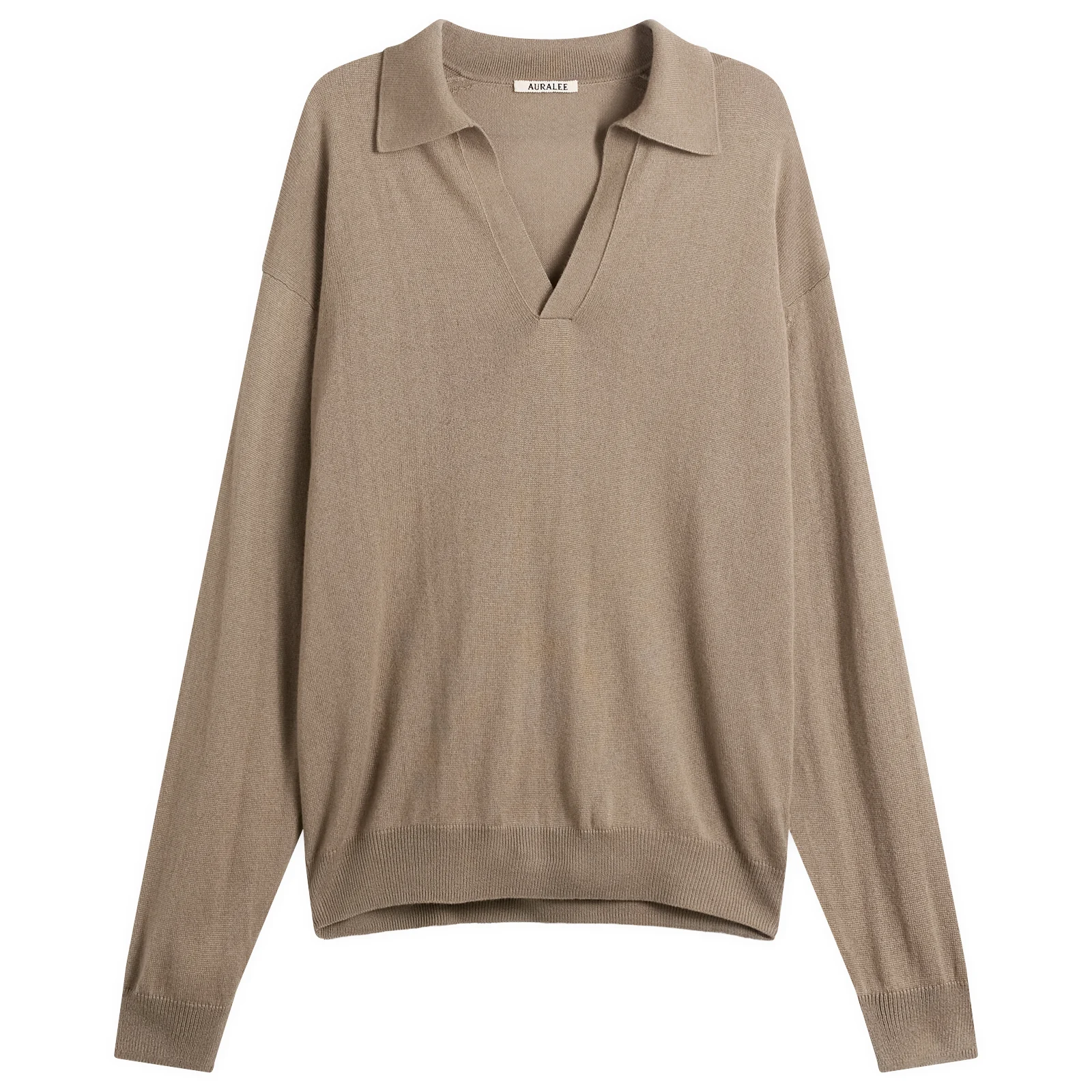 Auralee Cashmere Silk Knit Skipper Polo