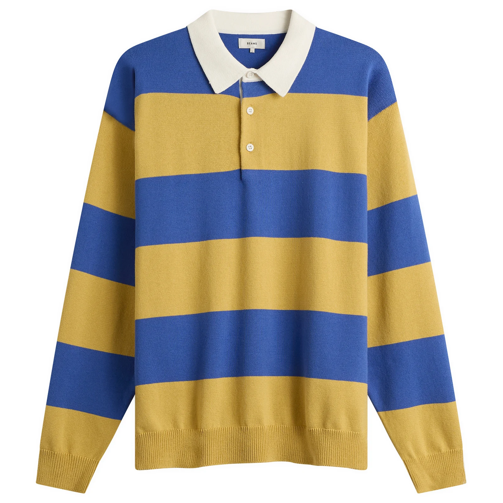 BEAMS 7 Gauge Stripe Knit Rugby Shirt