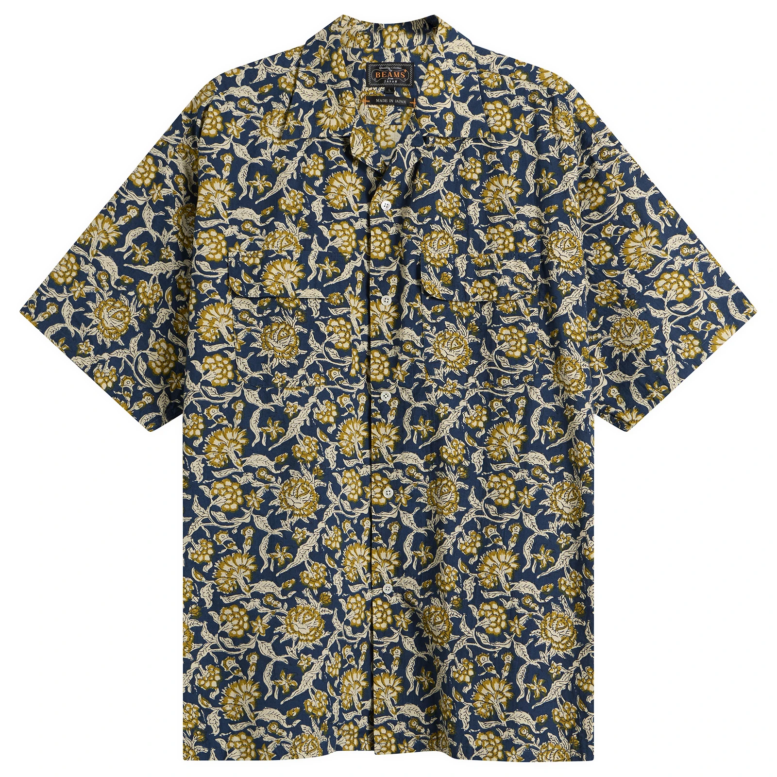 Beams Plus Block Print Open collar Shirt