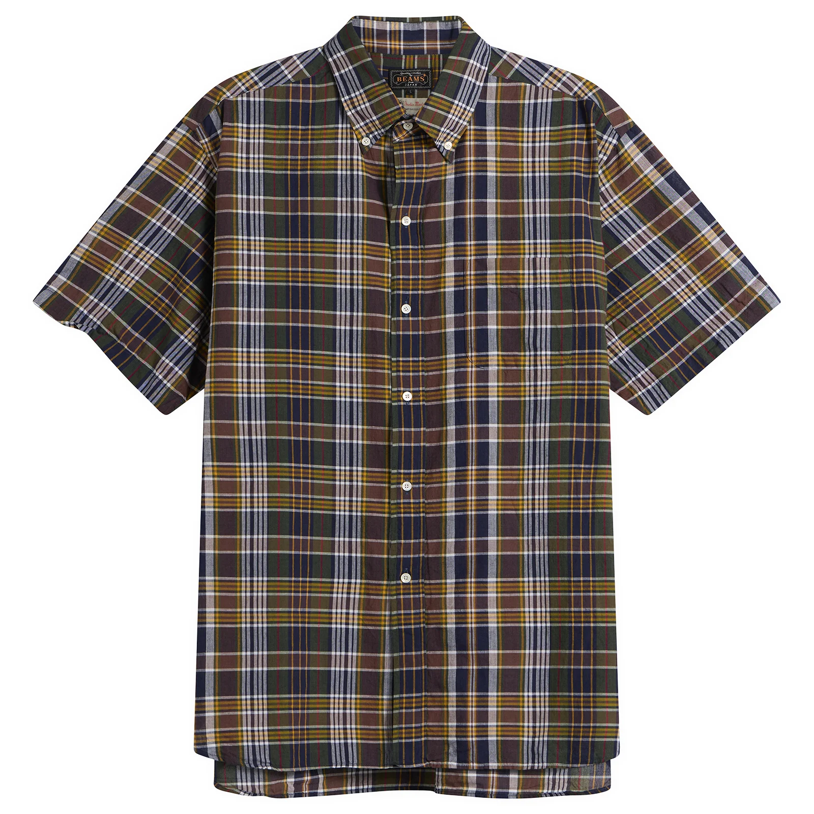 Beams Plus Short Sleeve Button Down Madras Shirt
