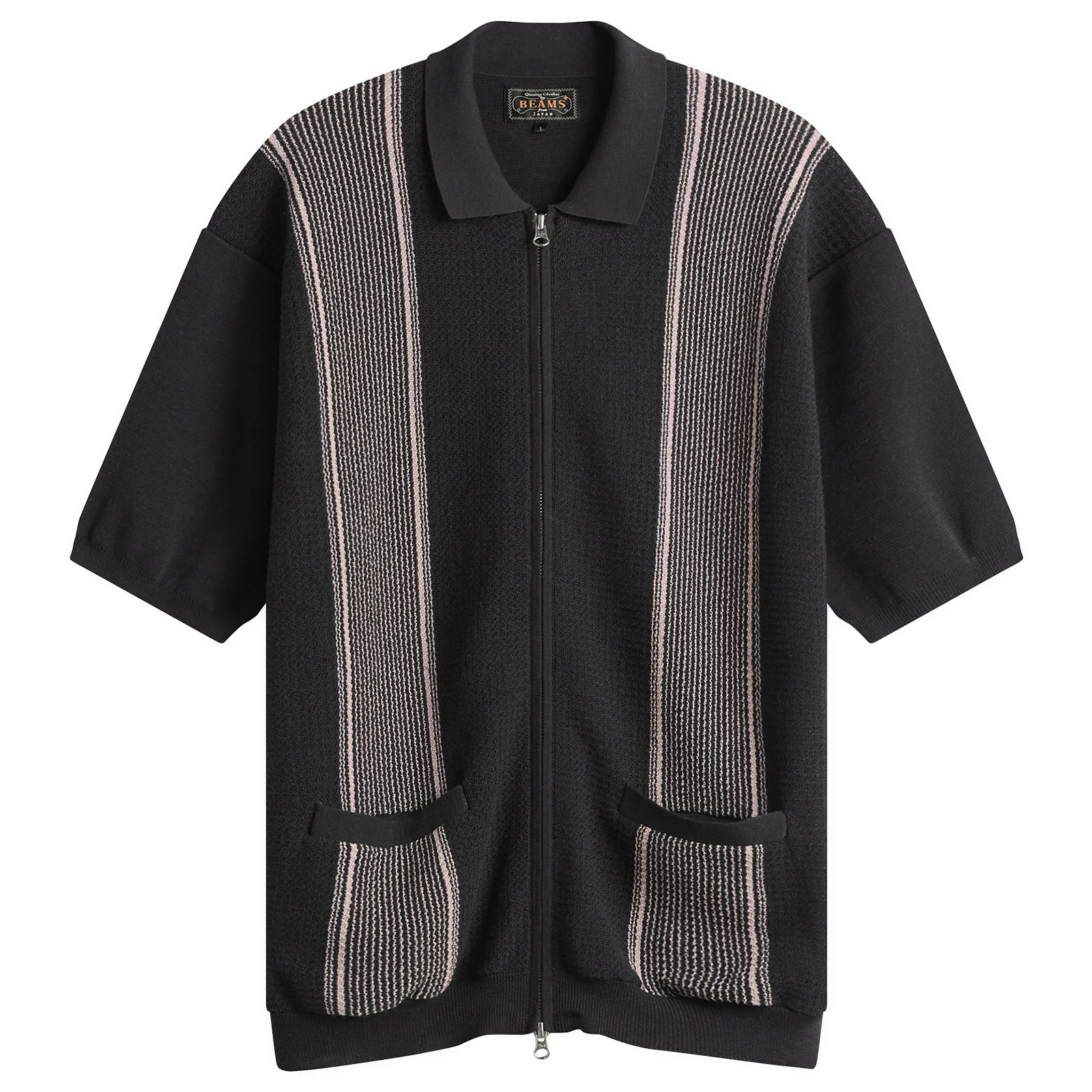 Beams Plus Stripe Zip Knit Polo