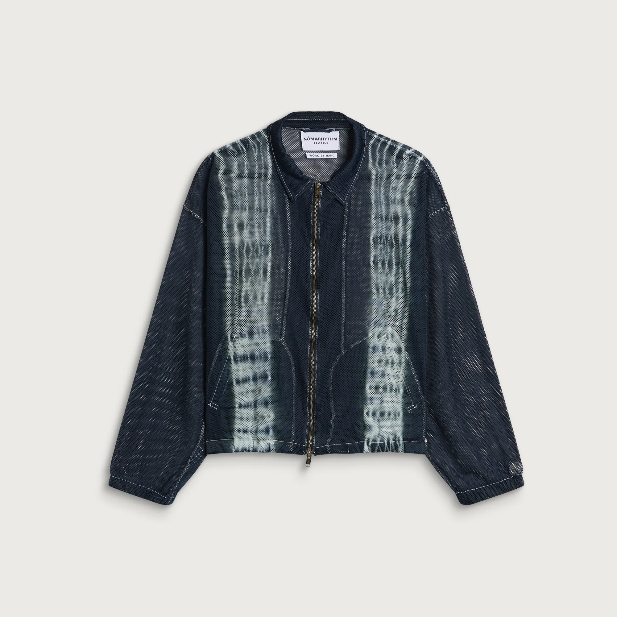 NOMARHYTHM TEXTILE Hand Dye Shibori Mesh Zip Shirt