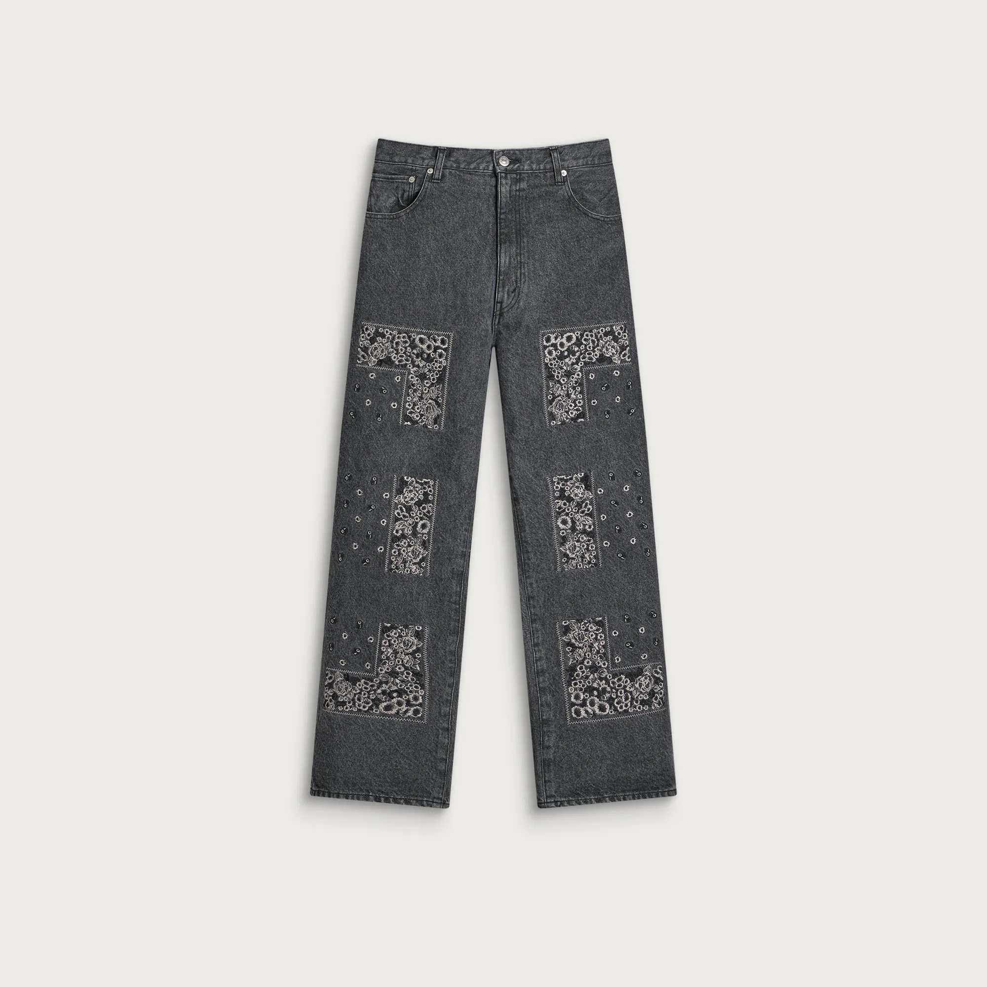 NOMARHYTHM TEXTILE Bandana Embroidery Denim Jeans