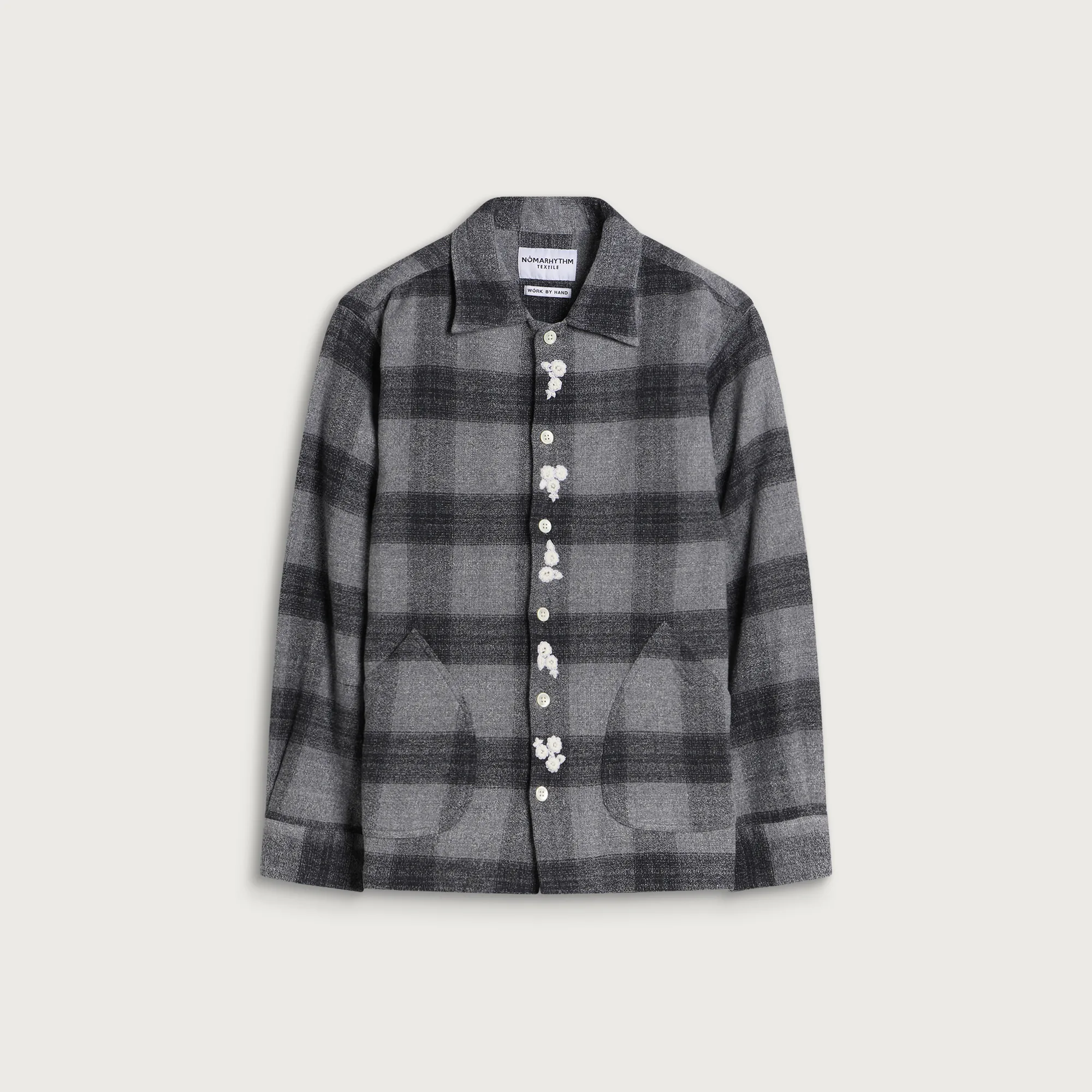 NOMARHYTHM TEXTILE Check Small Flower Embroidery Shirt