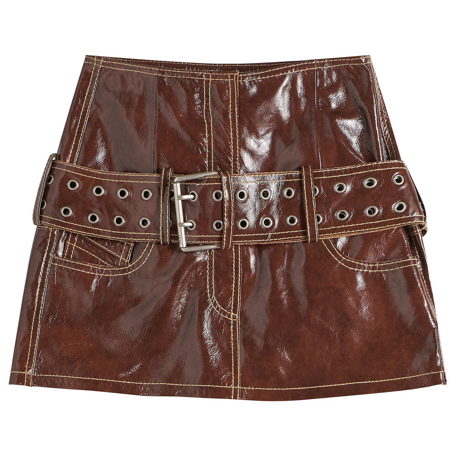 Diesel L-Evant Patent Mini Skirt with Belt