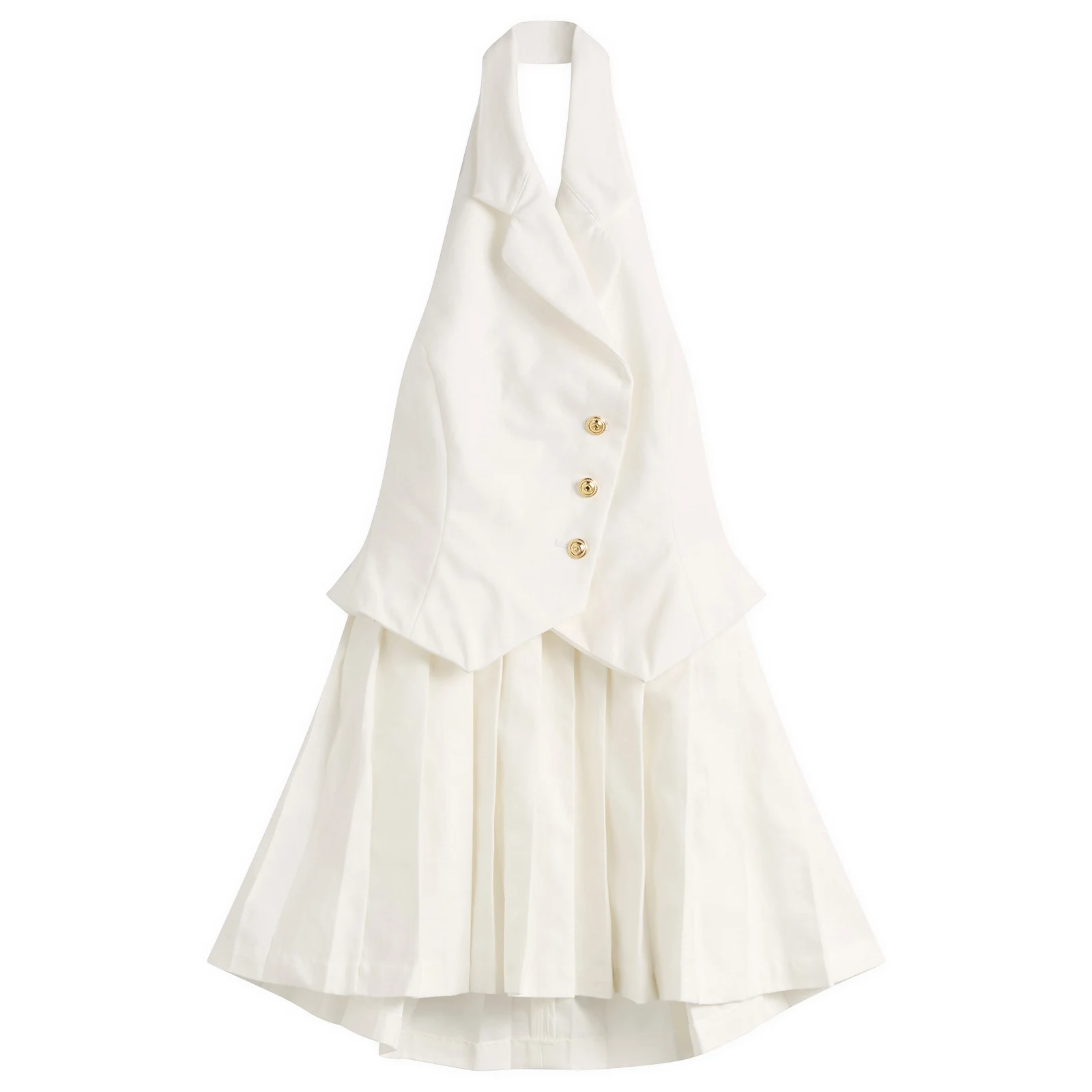 Tolu Coker Cotton Pleated Waistcoat Mini Dress