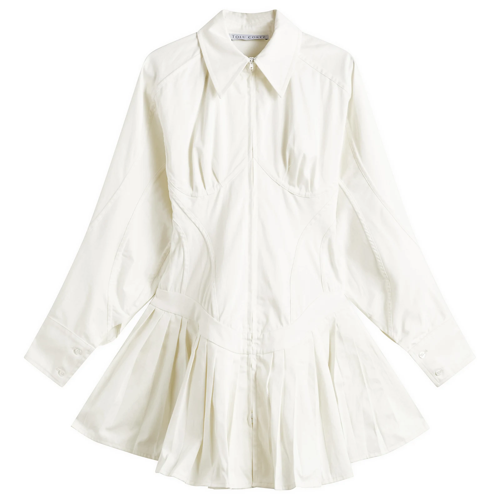 Tolu Coker Contour Bustier Pleated Shirt Dress