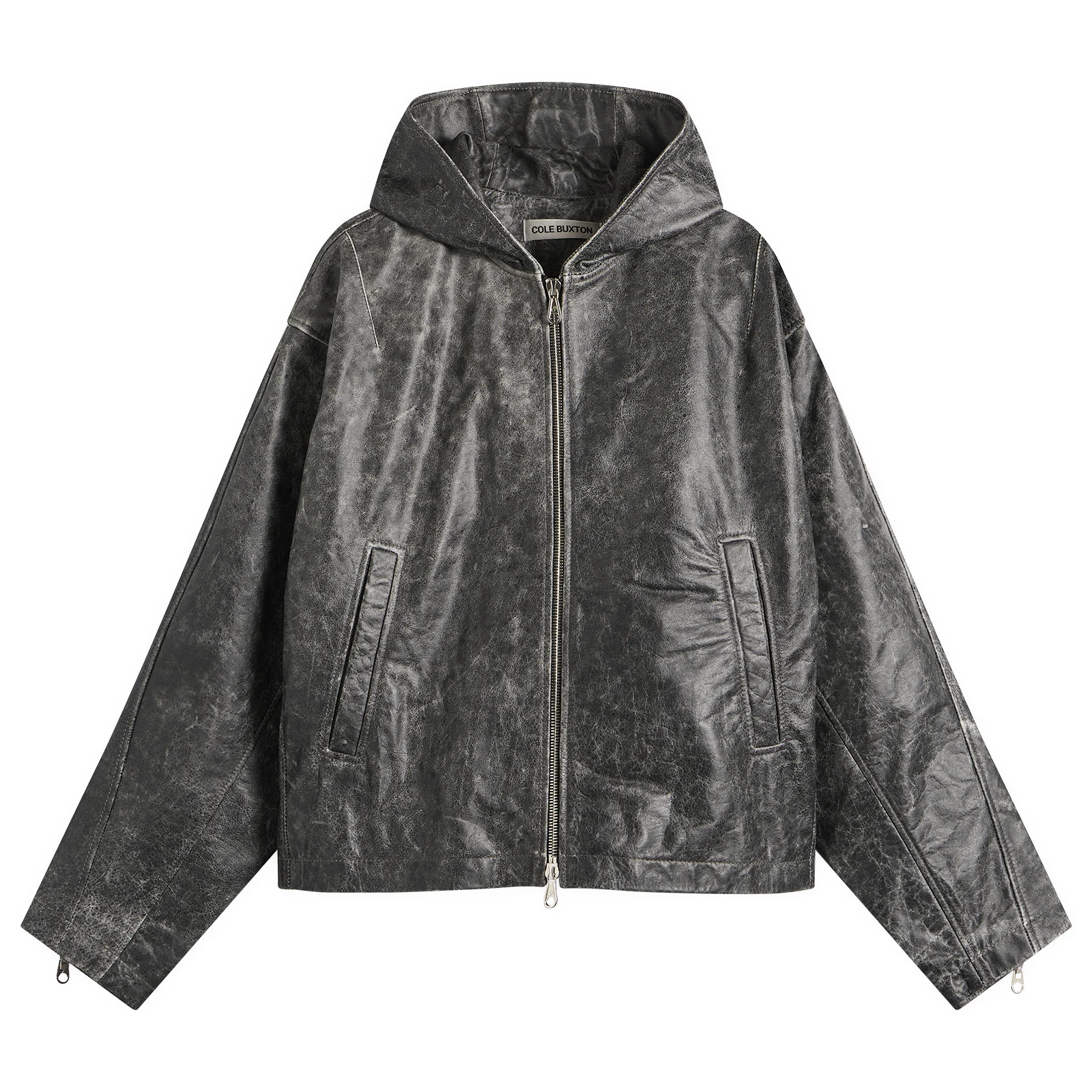Cole Buxton CB Hooded Leather Jacket