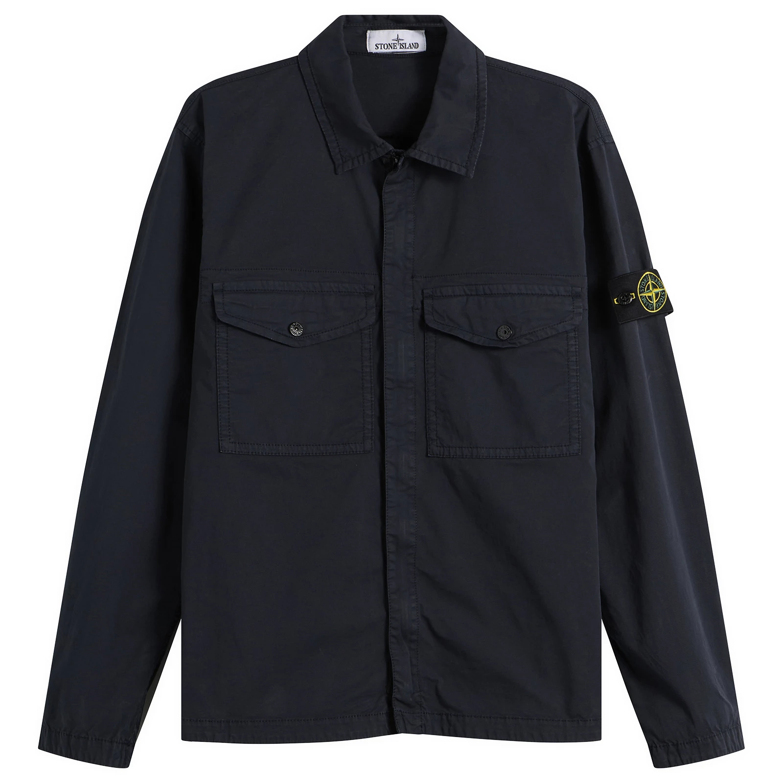 Stone Island Organic Cotton Twill Zip Shirt Jacket