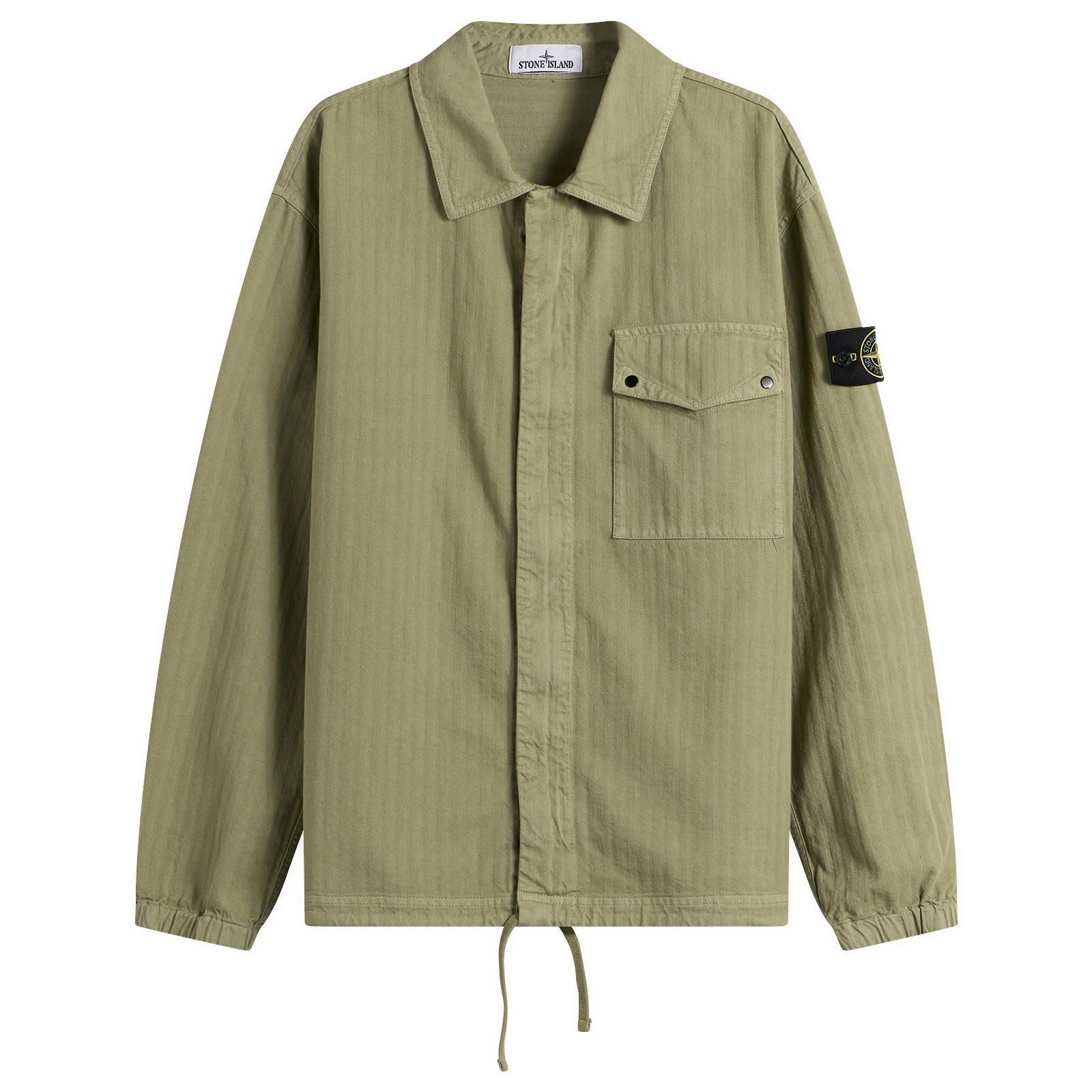 Stone Island Cotton Herringbone Zip Shirt Jacket