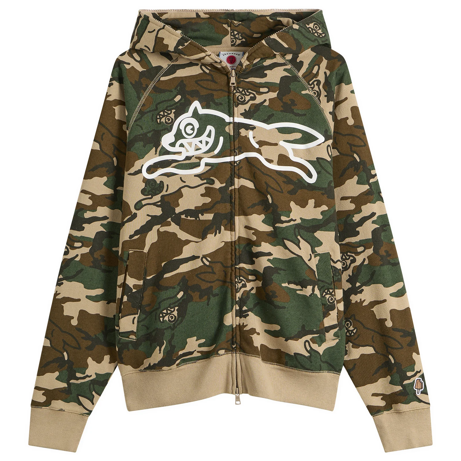 ICECREAM Running Dog Woodland Camo Zip Through Hood