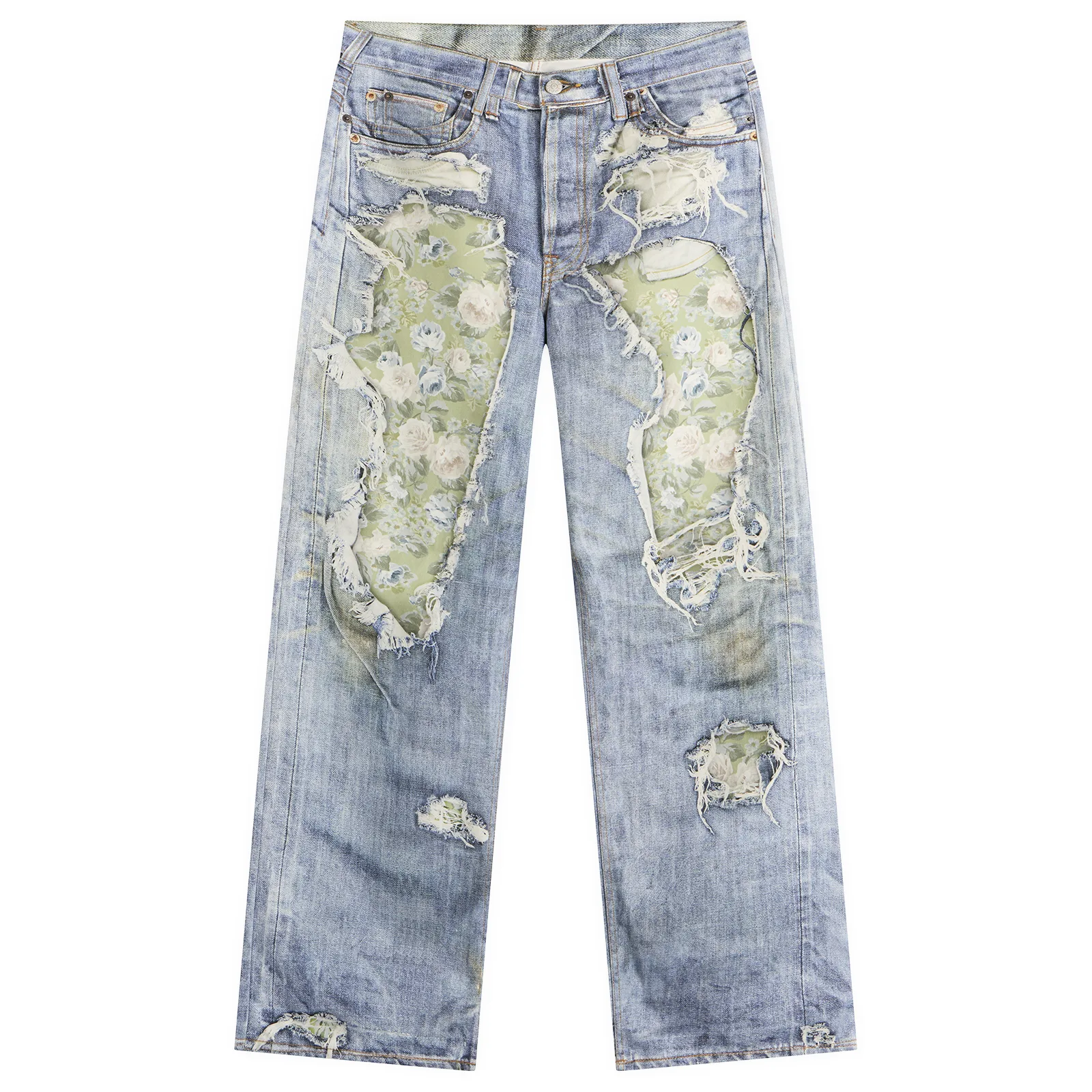 Acne Studios 1981 Rose Print Denim Jeans