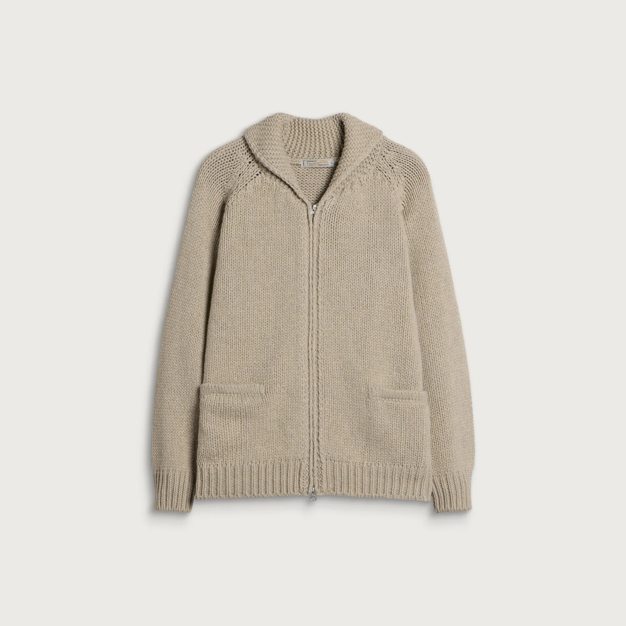FrizmWORKS Heavy Cowichan Zipup Cardigan - Oatmeal