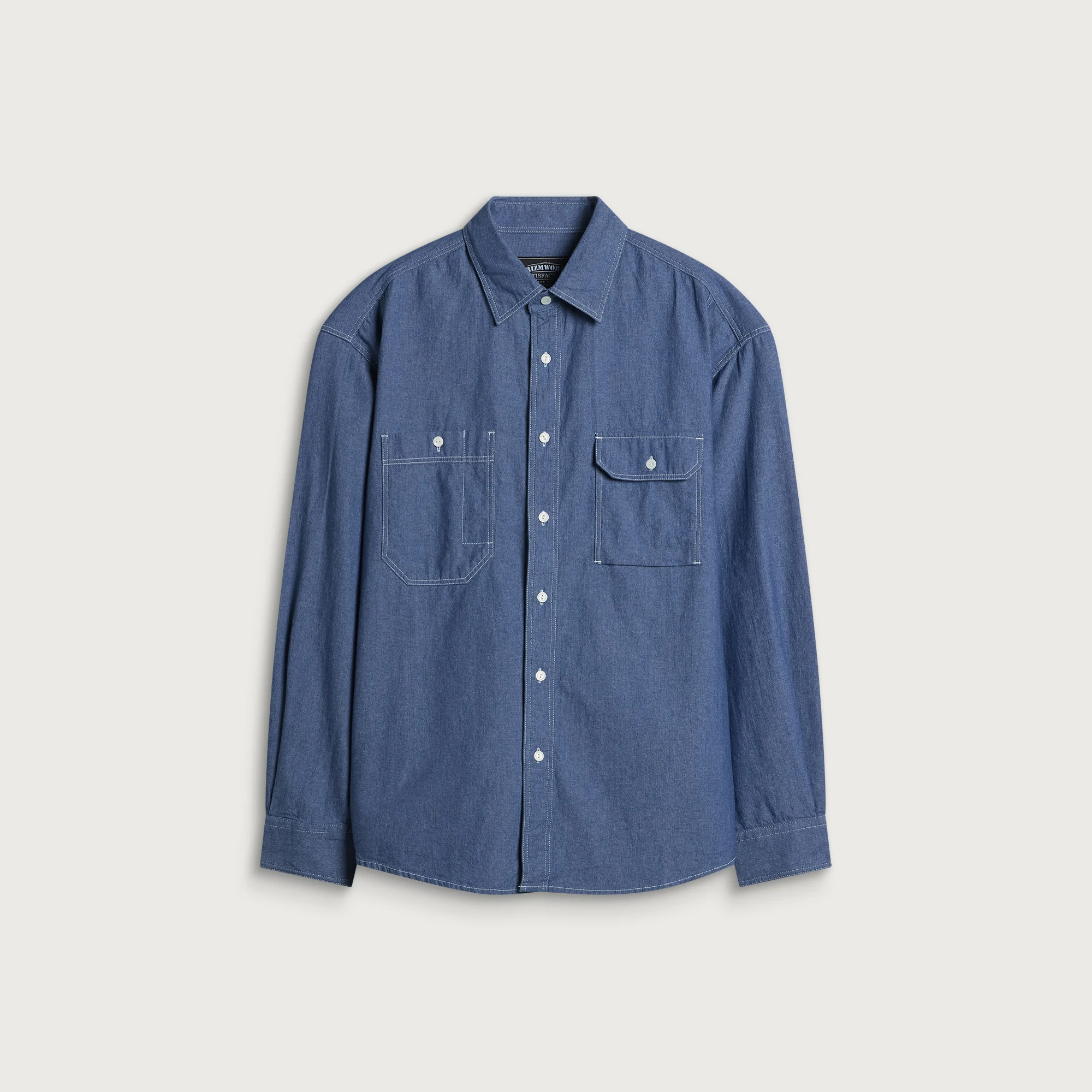 FrizmWORKS 1920S Chambray Work Shirt Blue