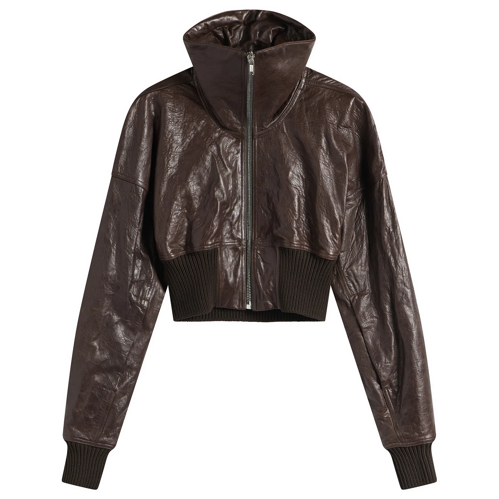 Rick Owens Cropped Leather Bomber Jacket