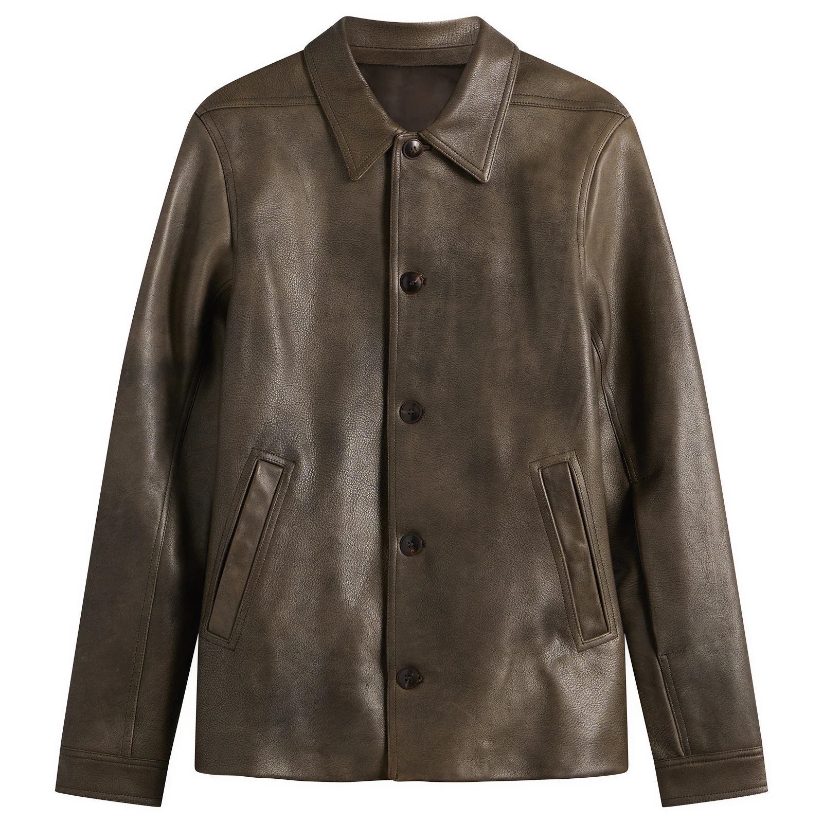 Rick Owens Buttoned Leather Brad Jacket