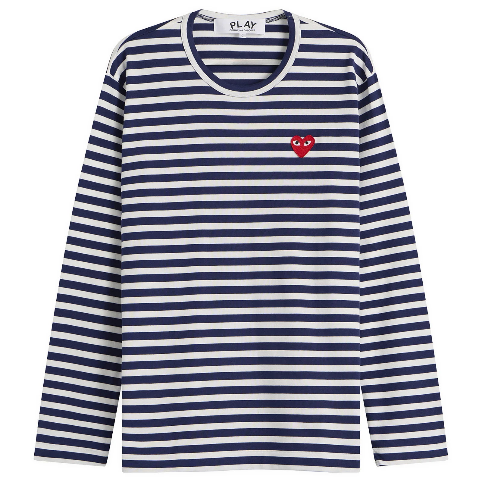 Comme des Garçons Play Stripe Red Heart Emblem Long Sleeve T