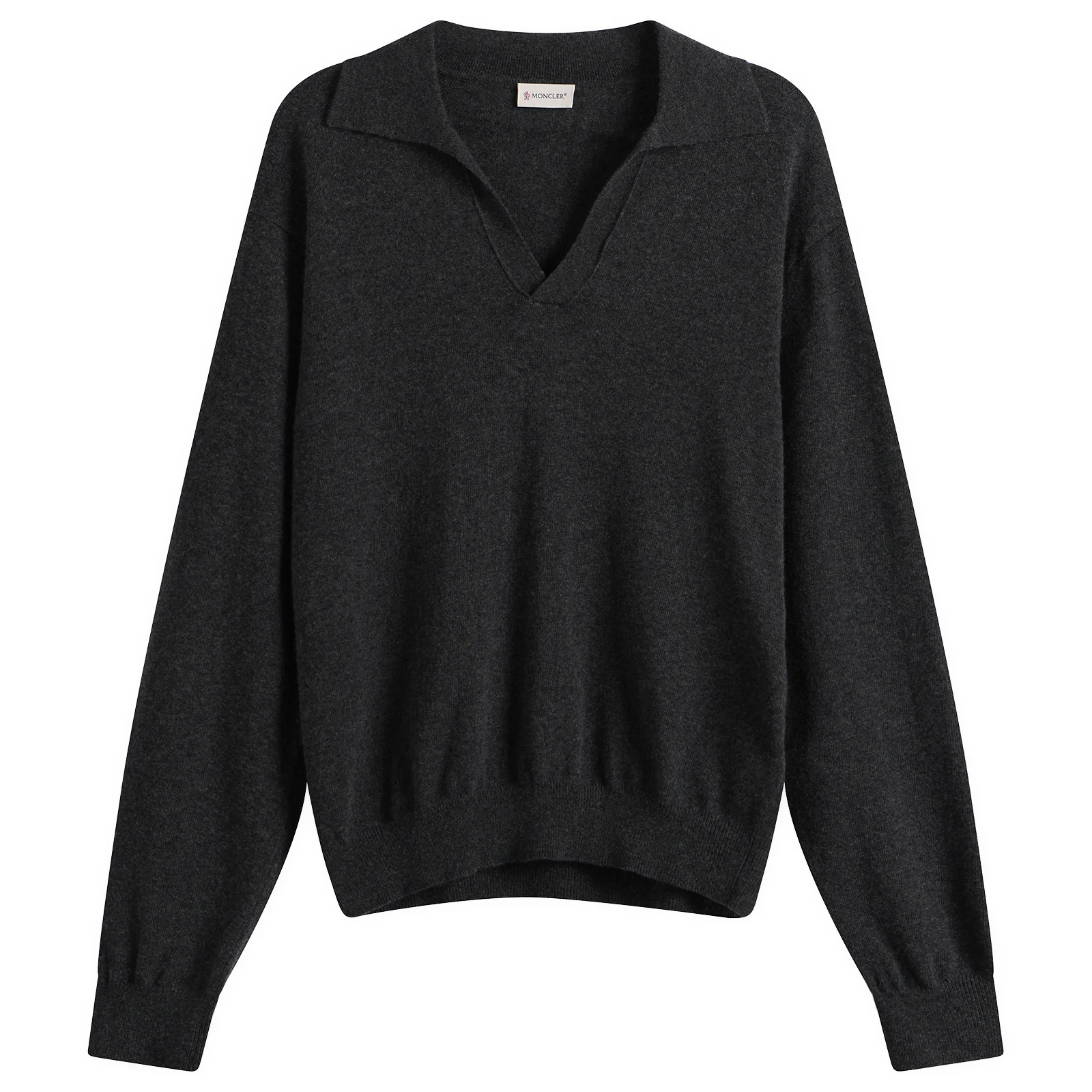 Moncler Cashmere Wool Open Collar Polo