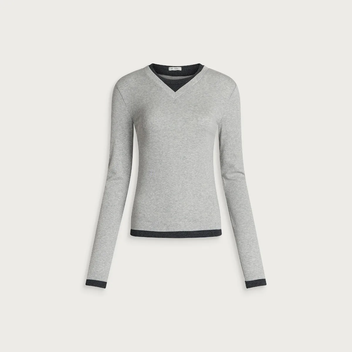 St. Agni Organic Cotton V-Neck Long Sleeve Top