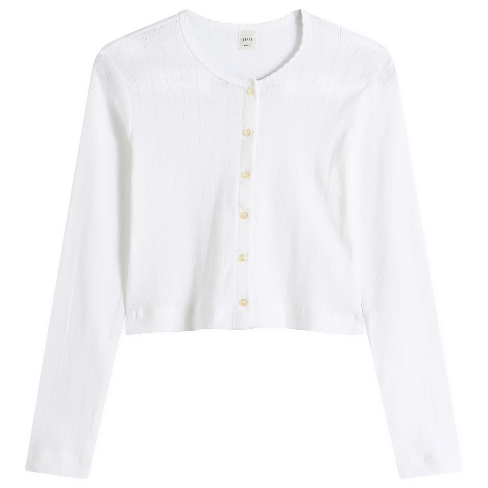 LESET Pointelle Crop Cardigan
