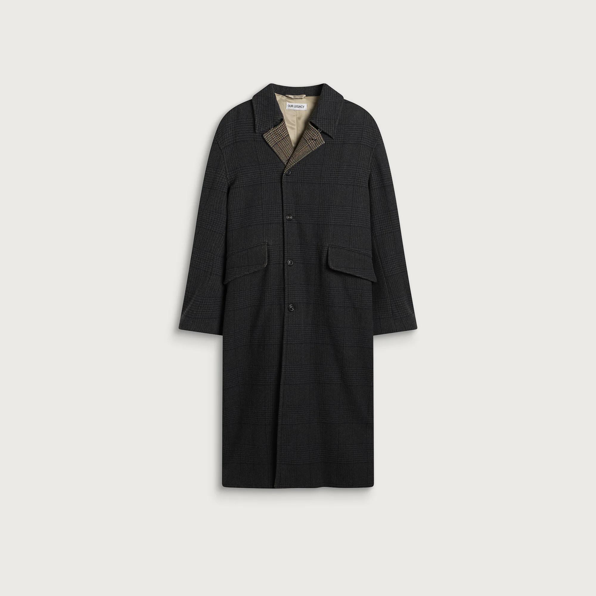Our Legacy Bishop Check Tempered Wool Collapse Carcoat