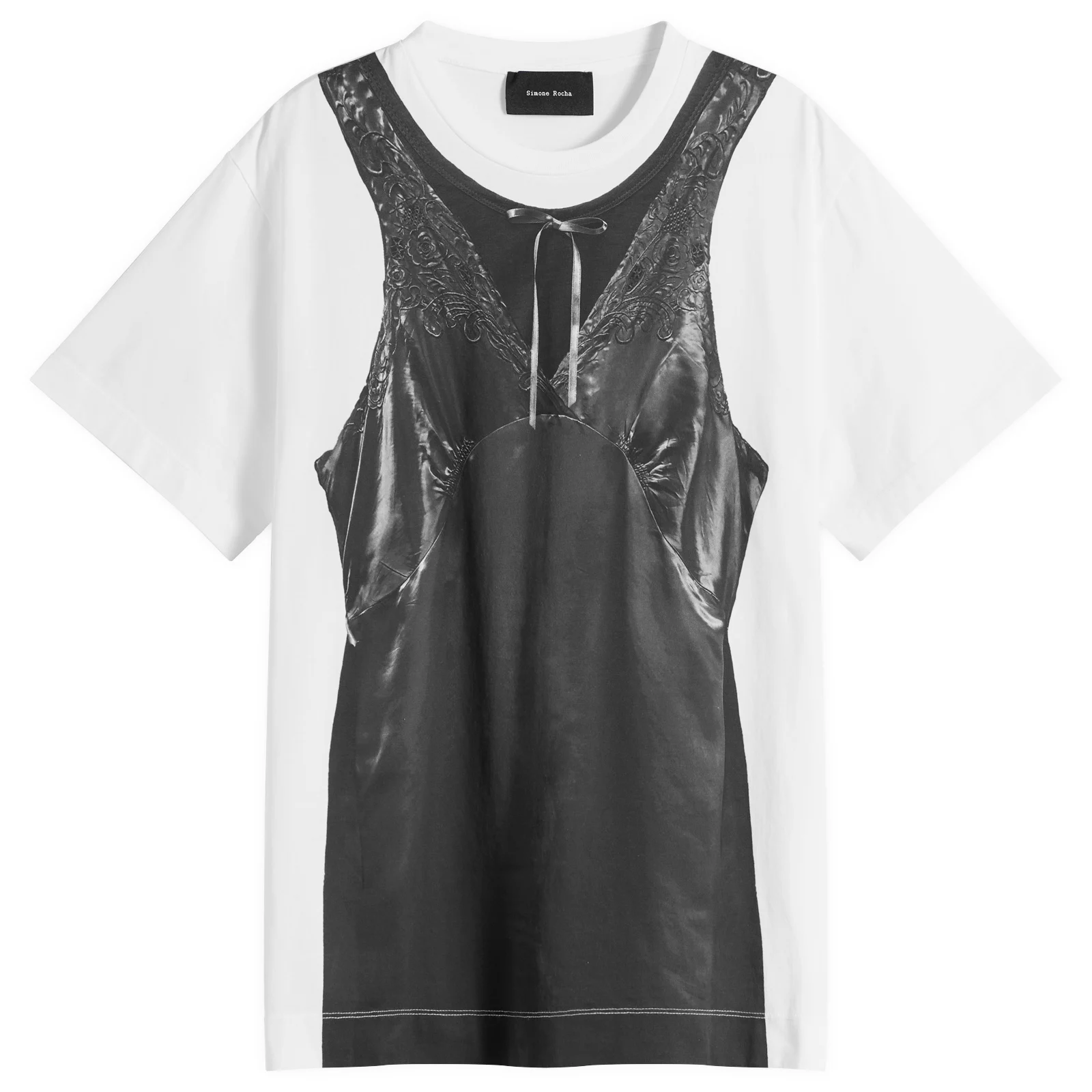 Simone Rocha Patchwork Satin Trompe L'Oeil Print T-Shirt