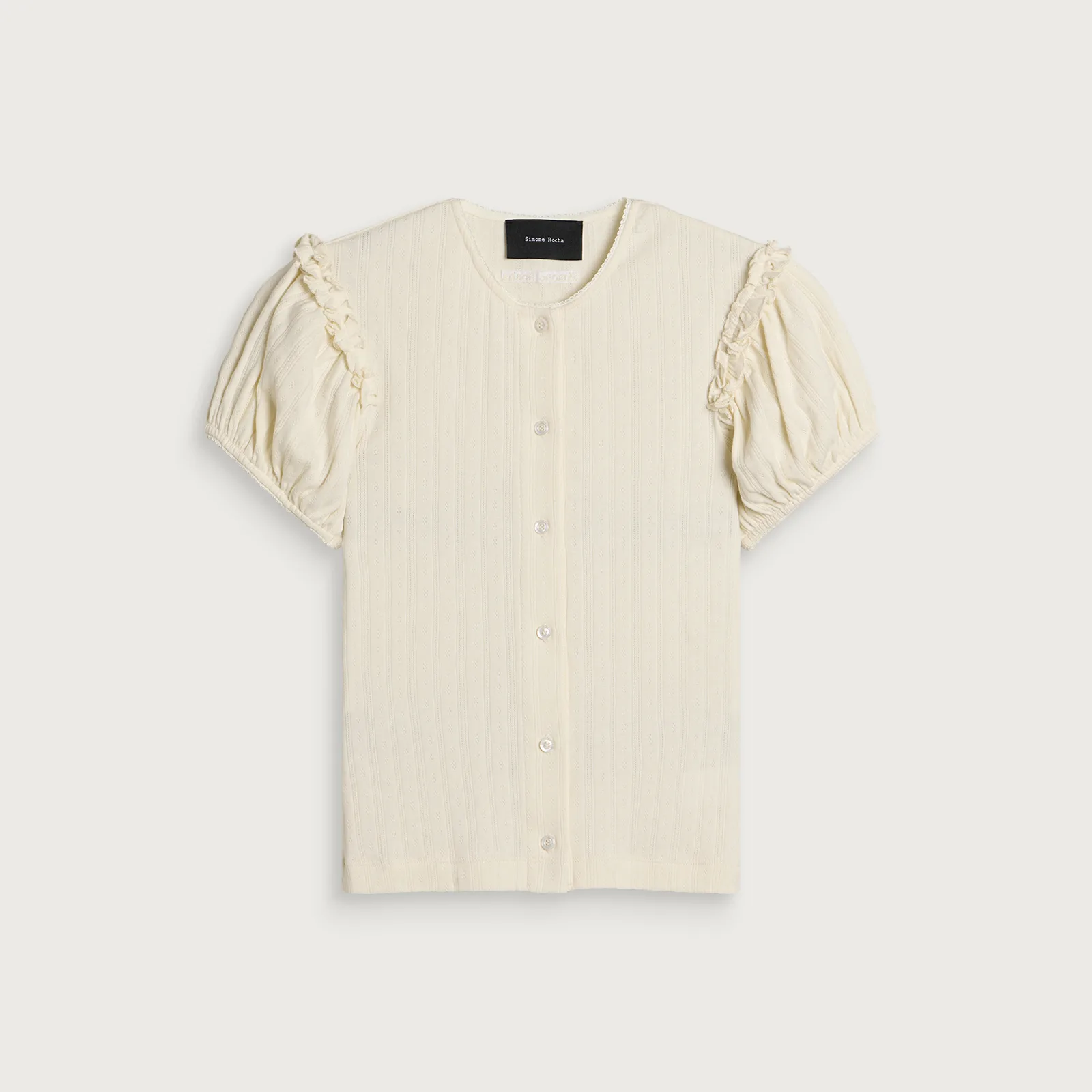 Simone Rocha Pointelle Puff Sleeve Cardigan