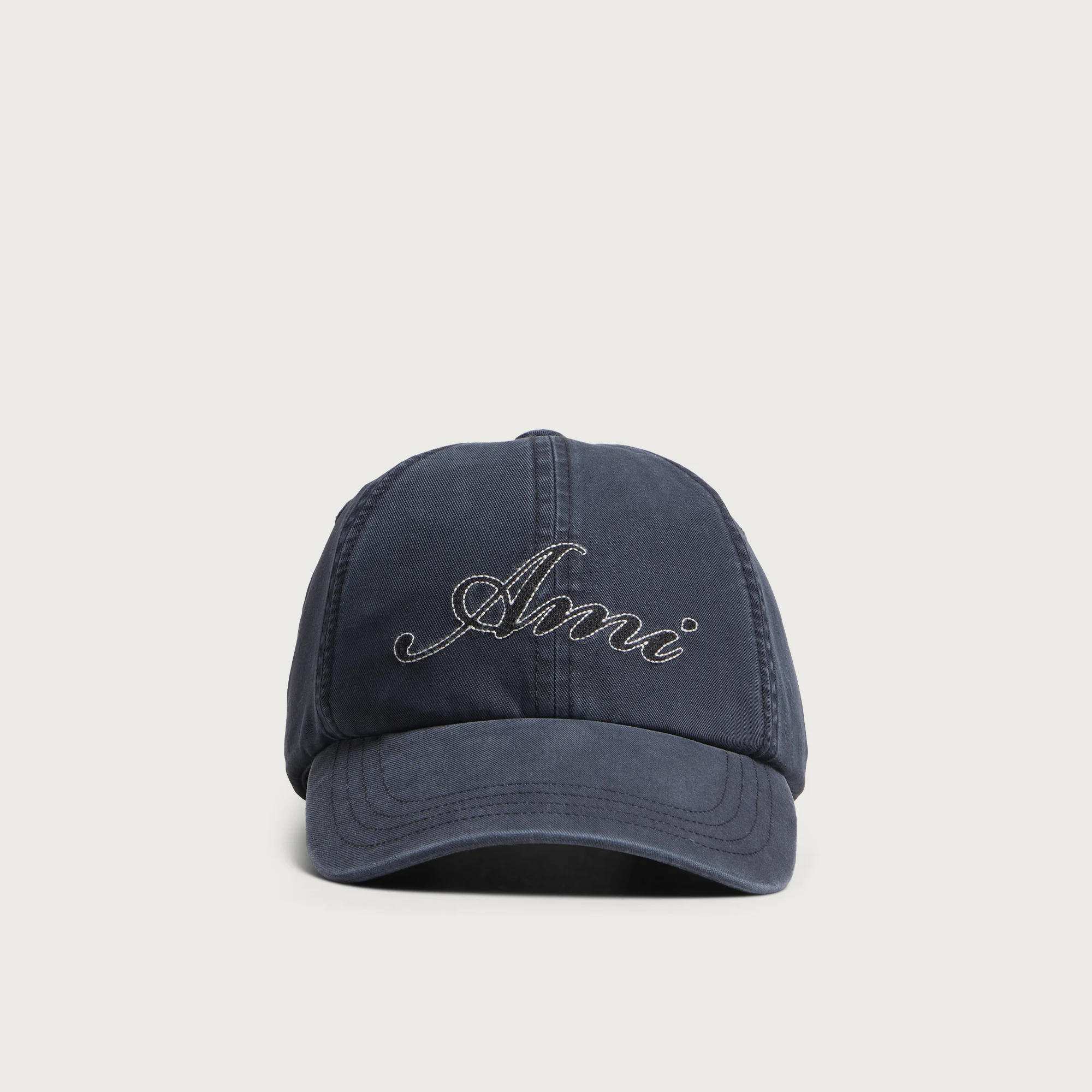 AMI Paris Washed Cotton Embroidered Cap