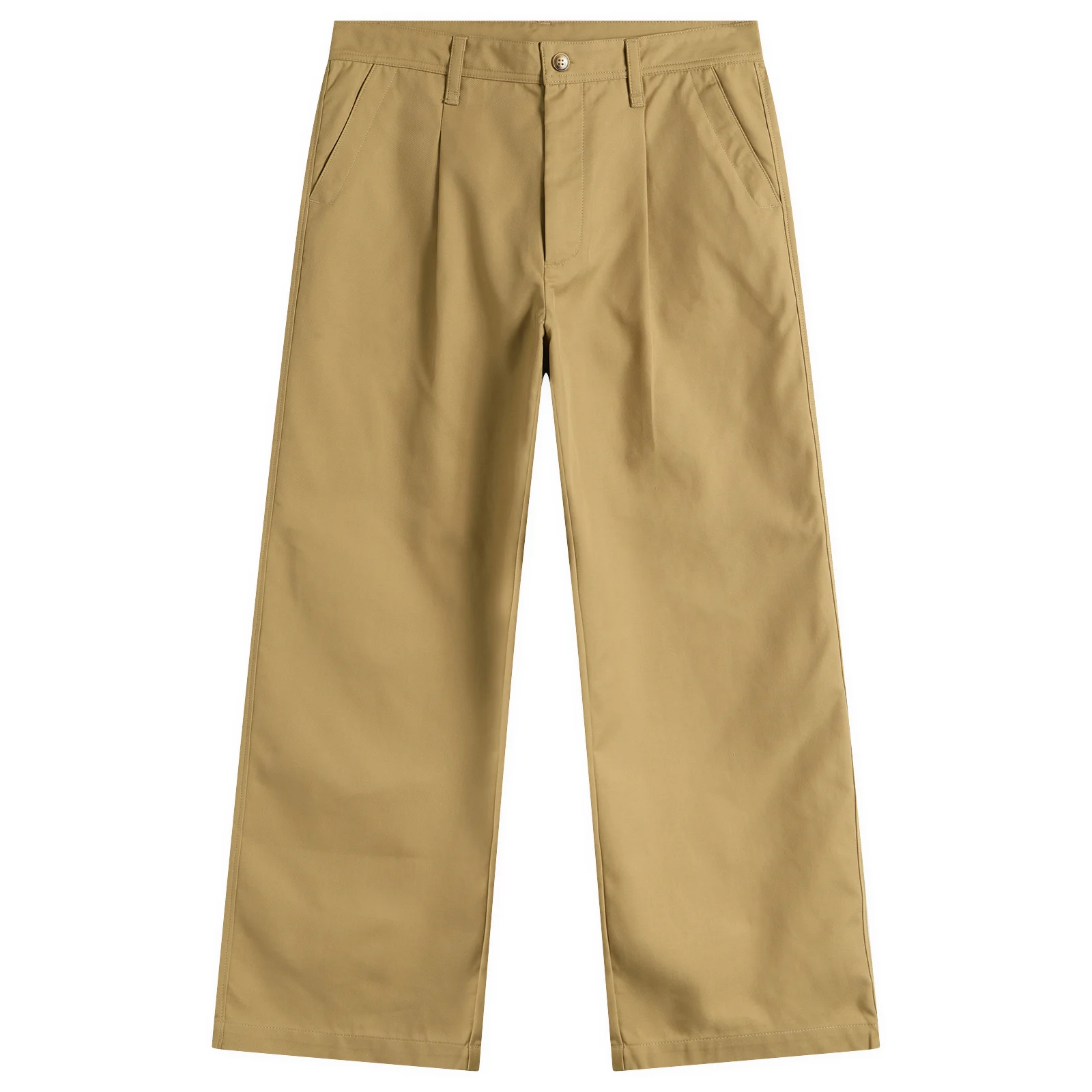 Bound Wide Pleated Cotton Trousers