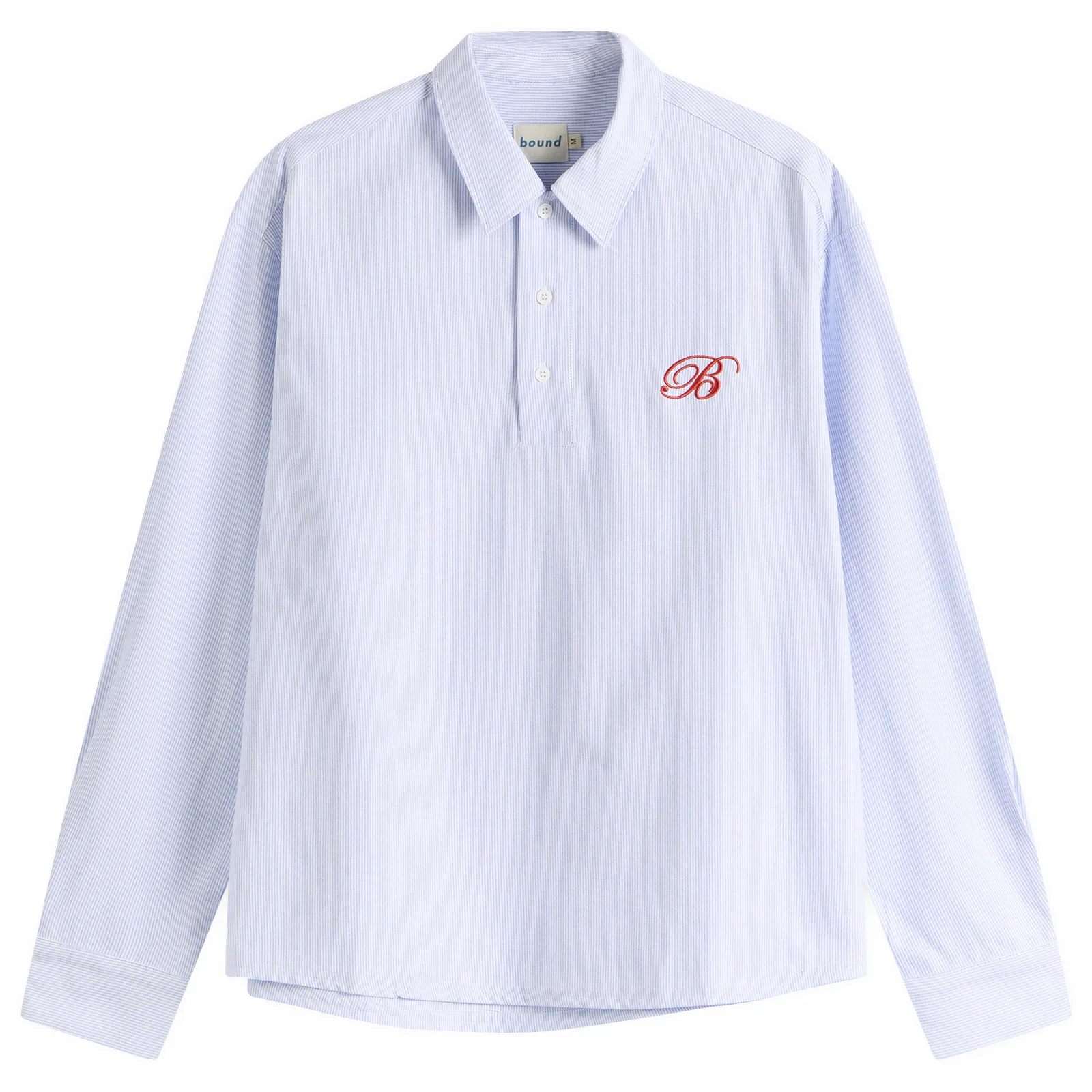 Bound Half Button Script Oxford Shirt