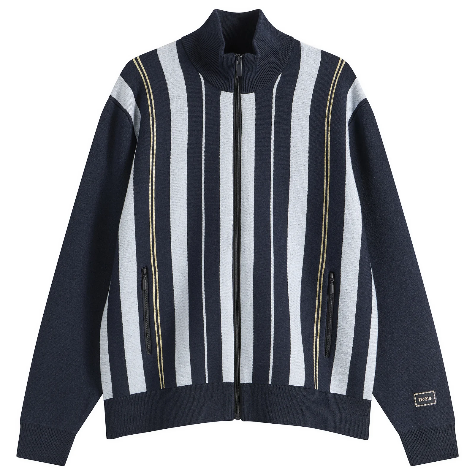 Drôle de Monsieur Striped Zipped Knit Jacket