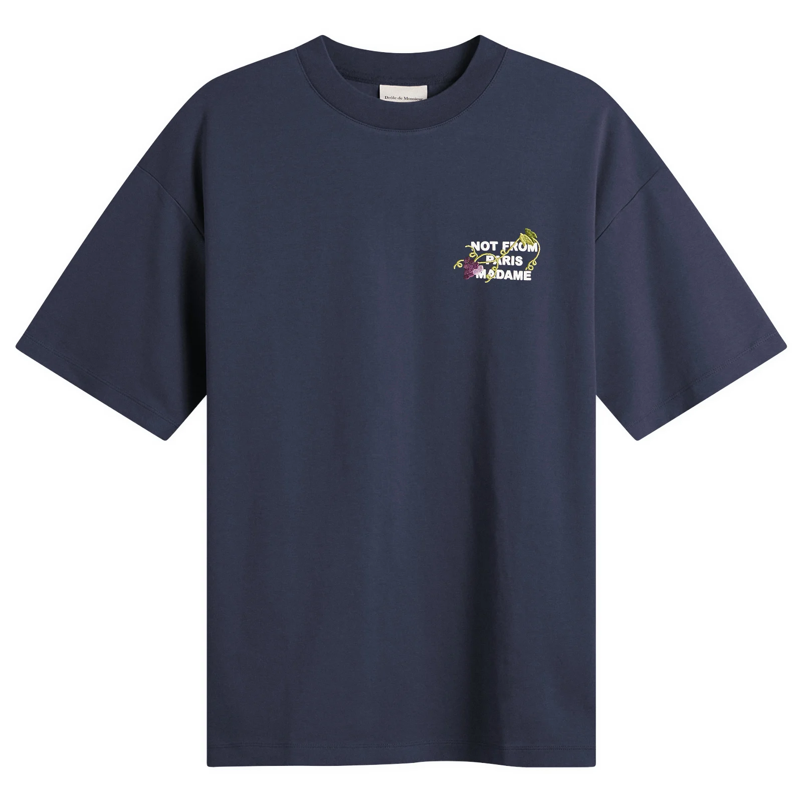 Drôle de Monsieur Vine Embroidered Slogan T-shirt