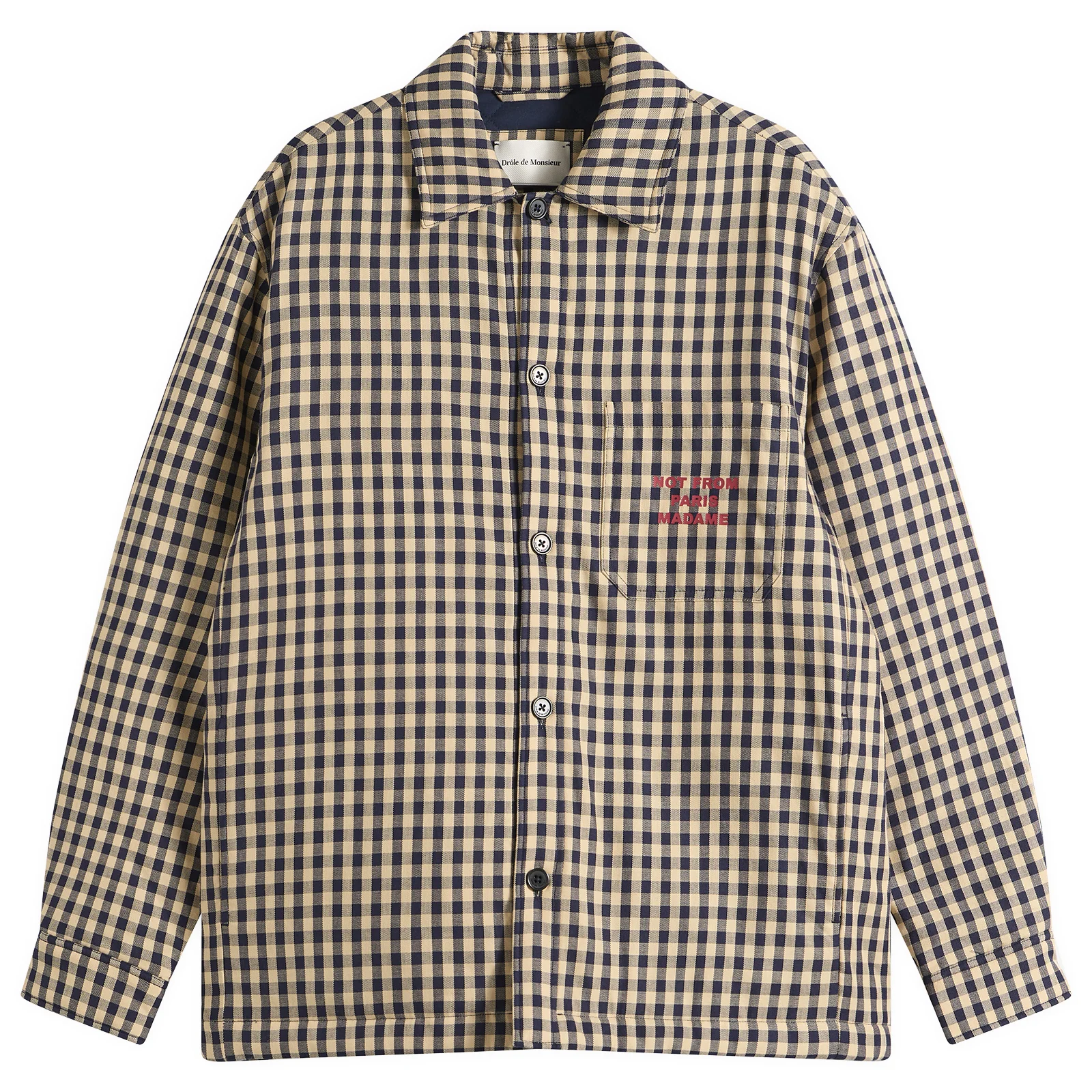 Drôle de Monsieur Check Overshirt With Slogan