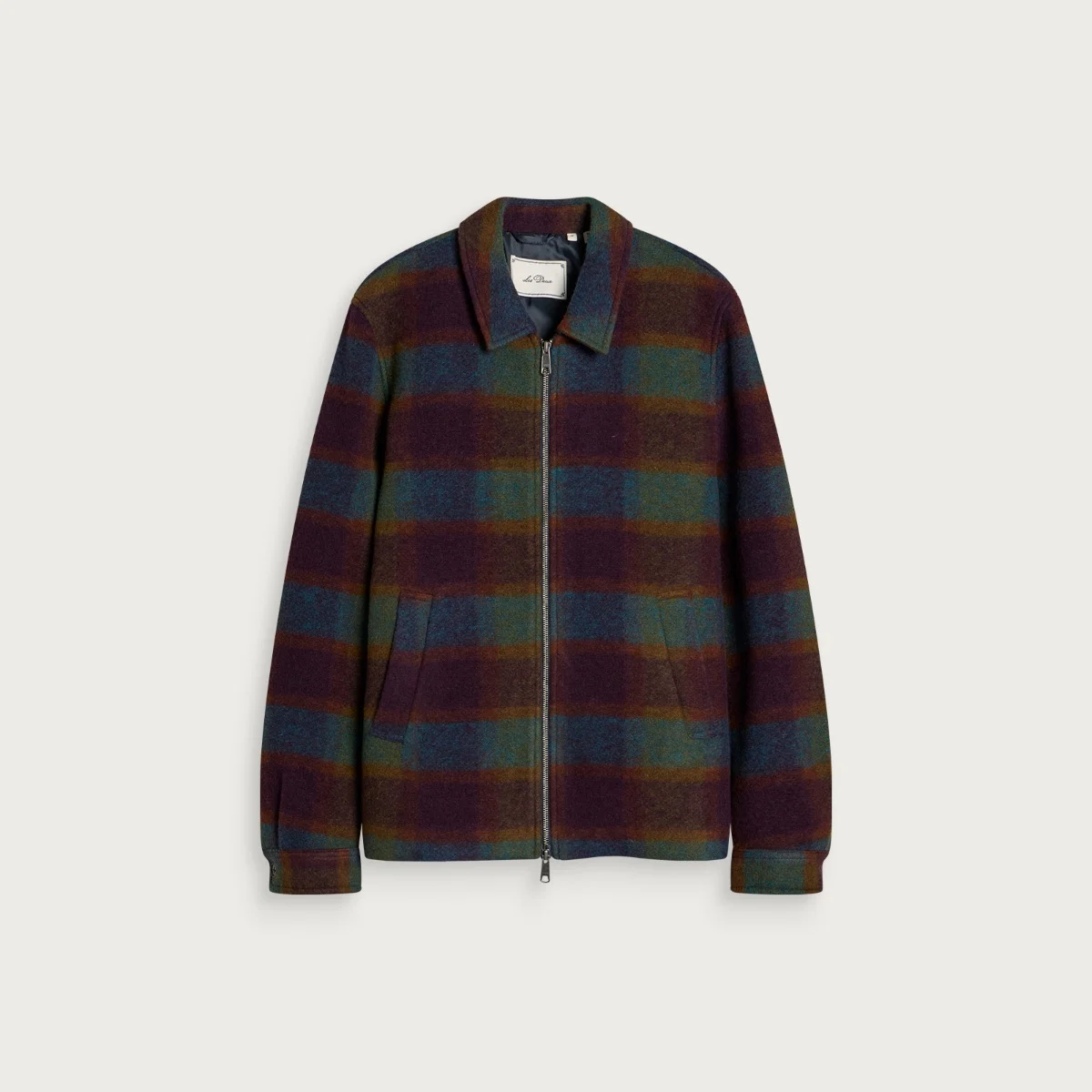 Les Deux Check Wool Zipper Coach Jacket